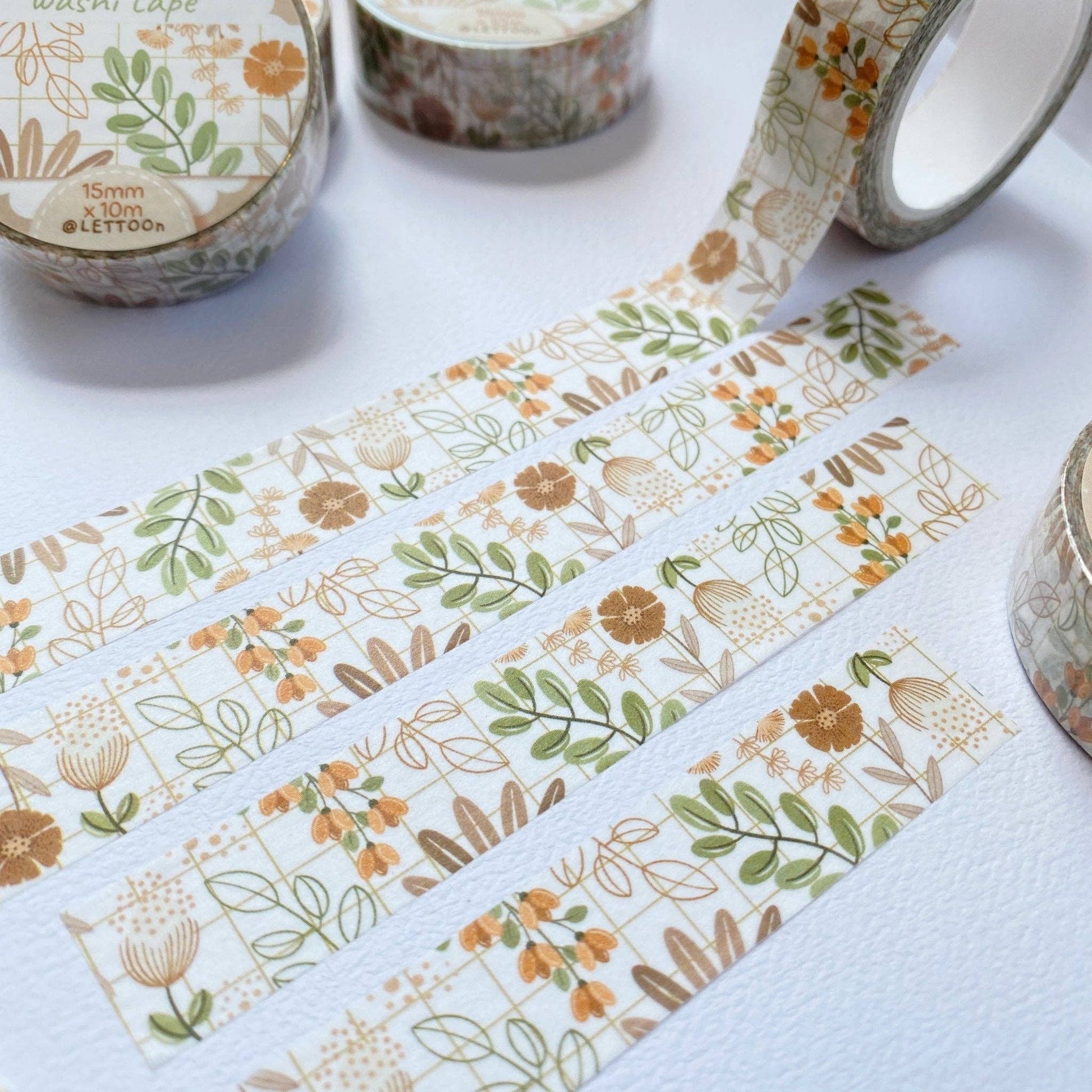 Washi Tape - Flower Grid - Tea & Fables