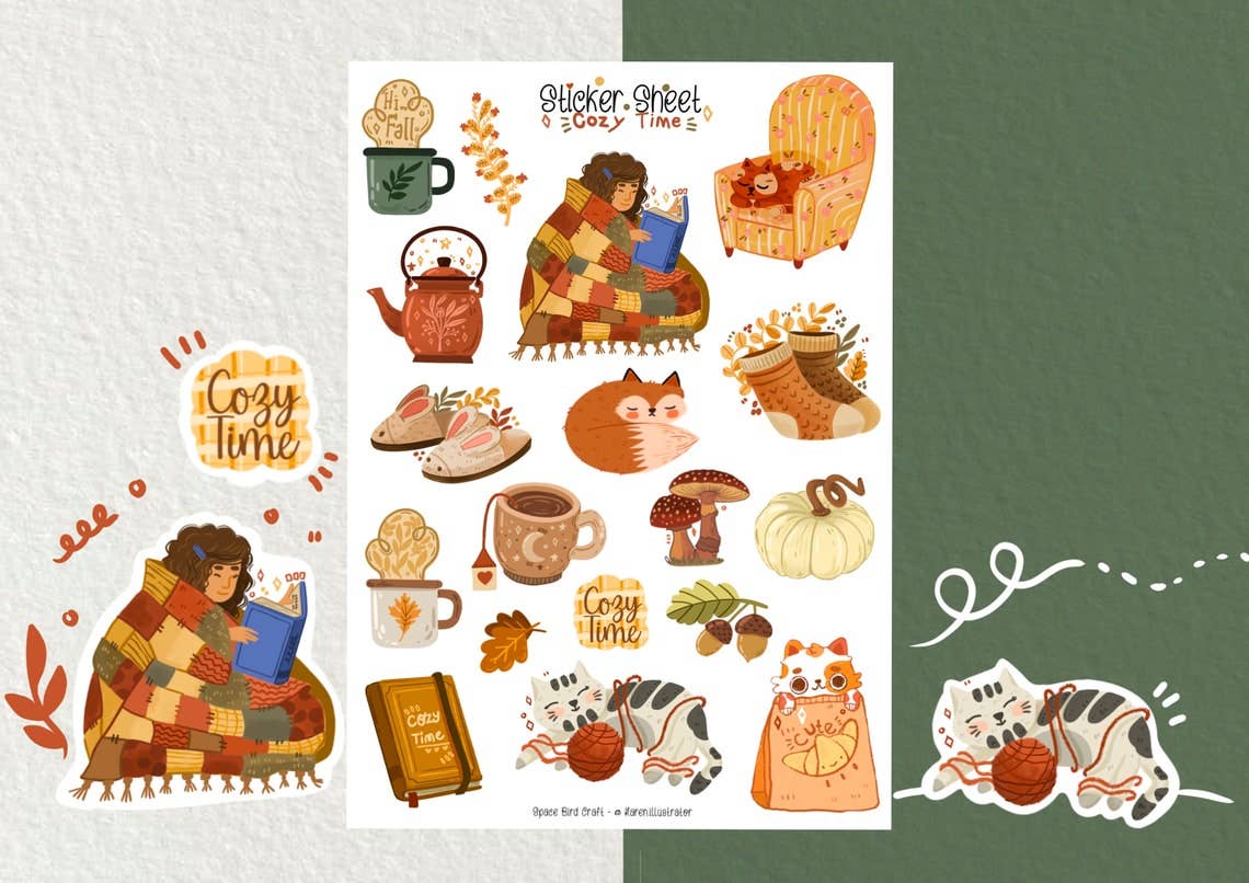 Sticker Sheet: Cozy Time