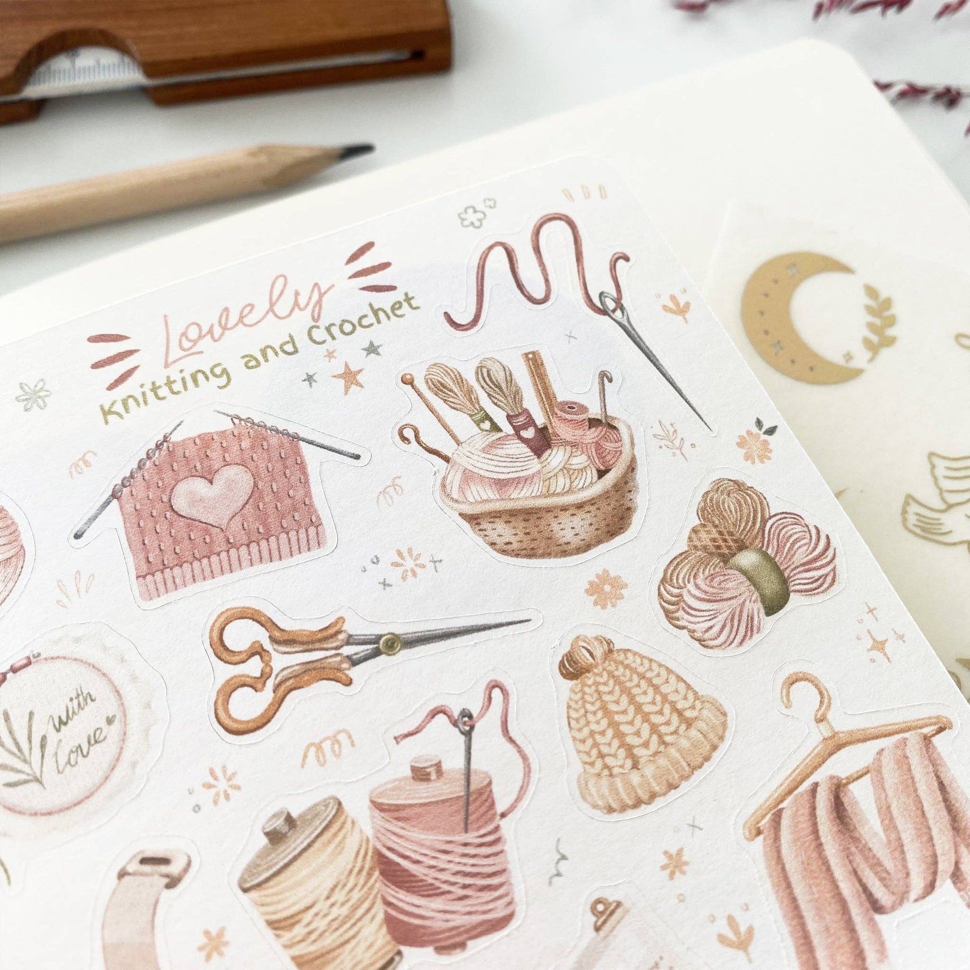 Sticker Sheet - Knitting & Crochet: Semi-Transparent - Tea & Fables