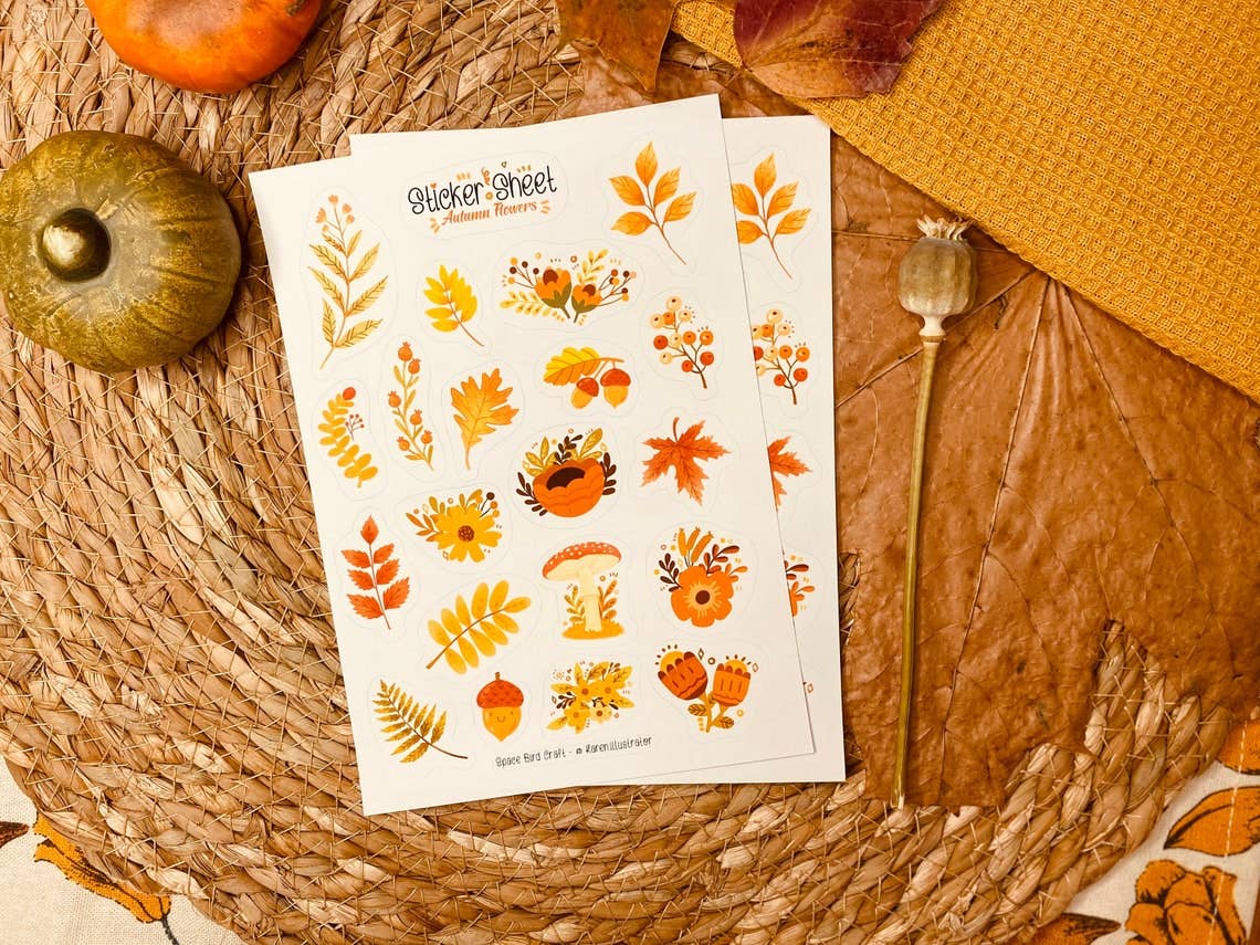 Sticker Sheet: Autumn Flowers