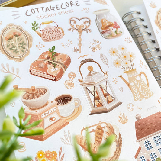 Sticker Sheet - Cottagecore: Semi-Transparent - Tea & Fables