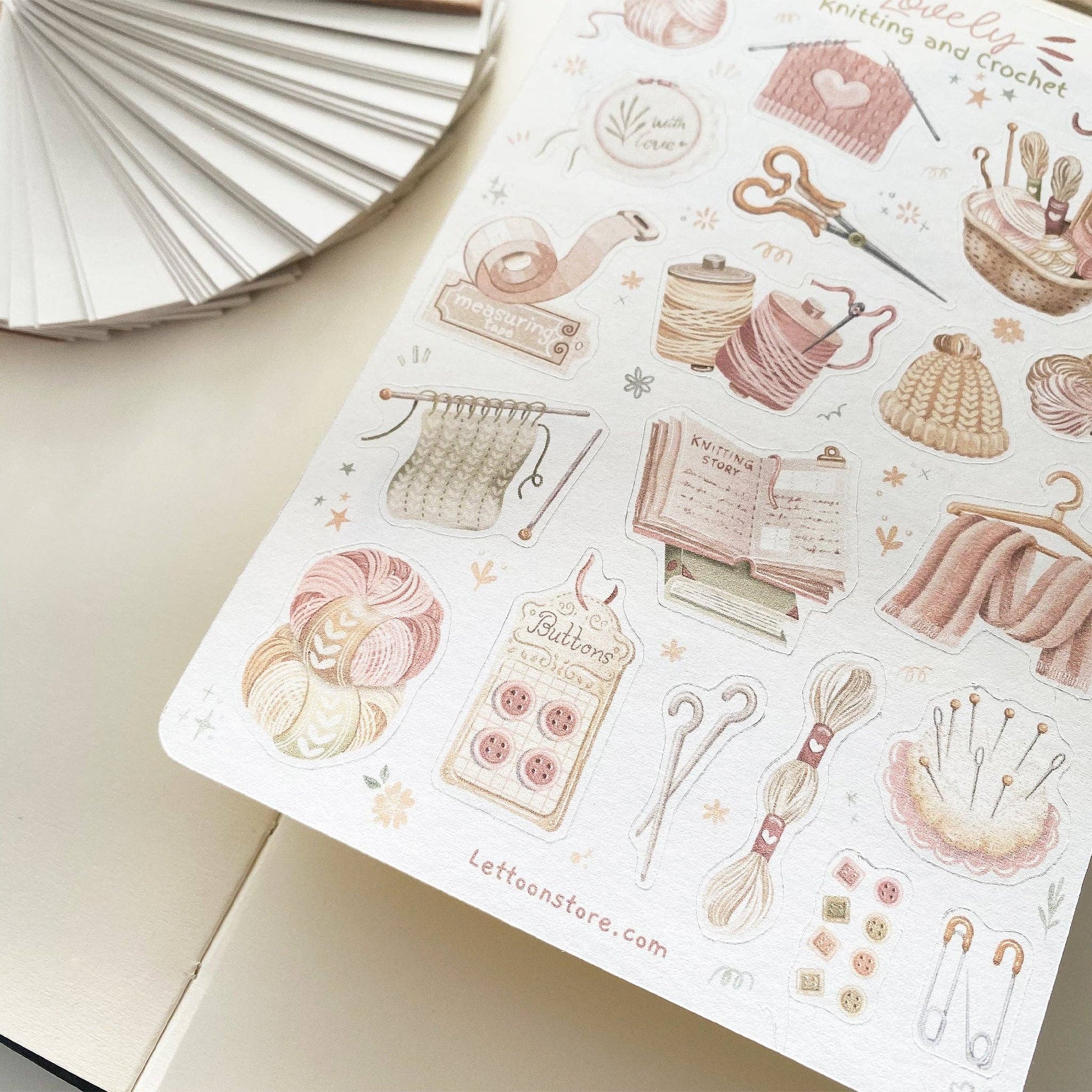 Sticker Sheet - Knitting & Crochet: Semi-Transparent - Tea & Fables