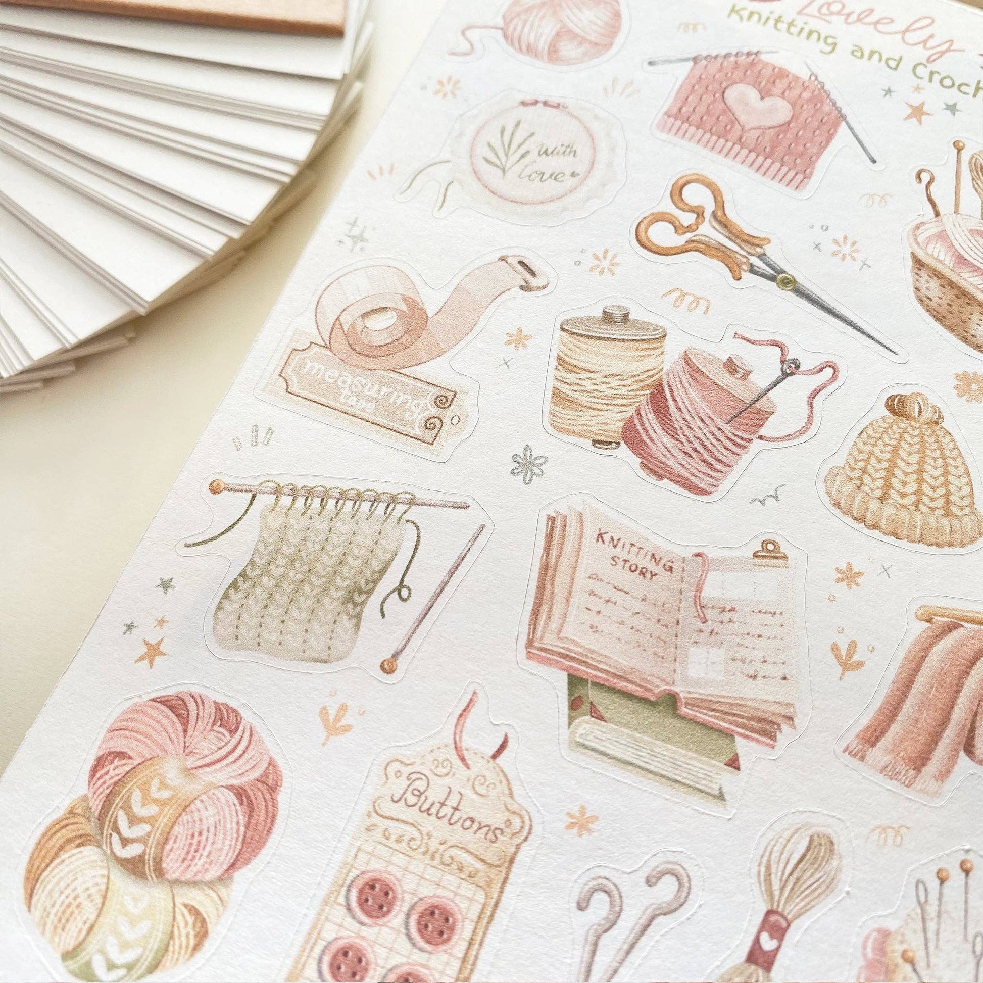 Sticker Sheet - Knitting & Crochet: Semi-Transparent - Tea & Fables