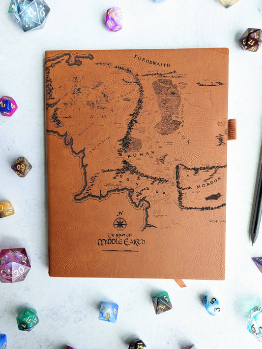 Map Of Middle Earth - Vegan Leather Journal (Vanlig størrelse) - Tea & Fables