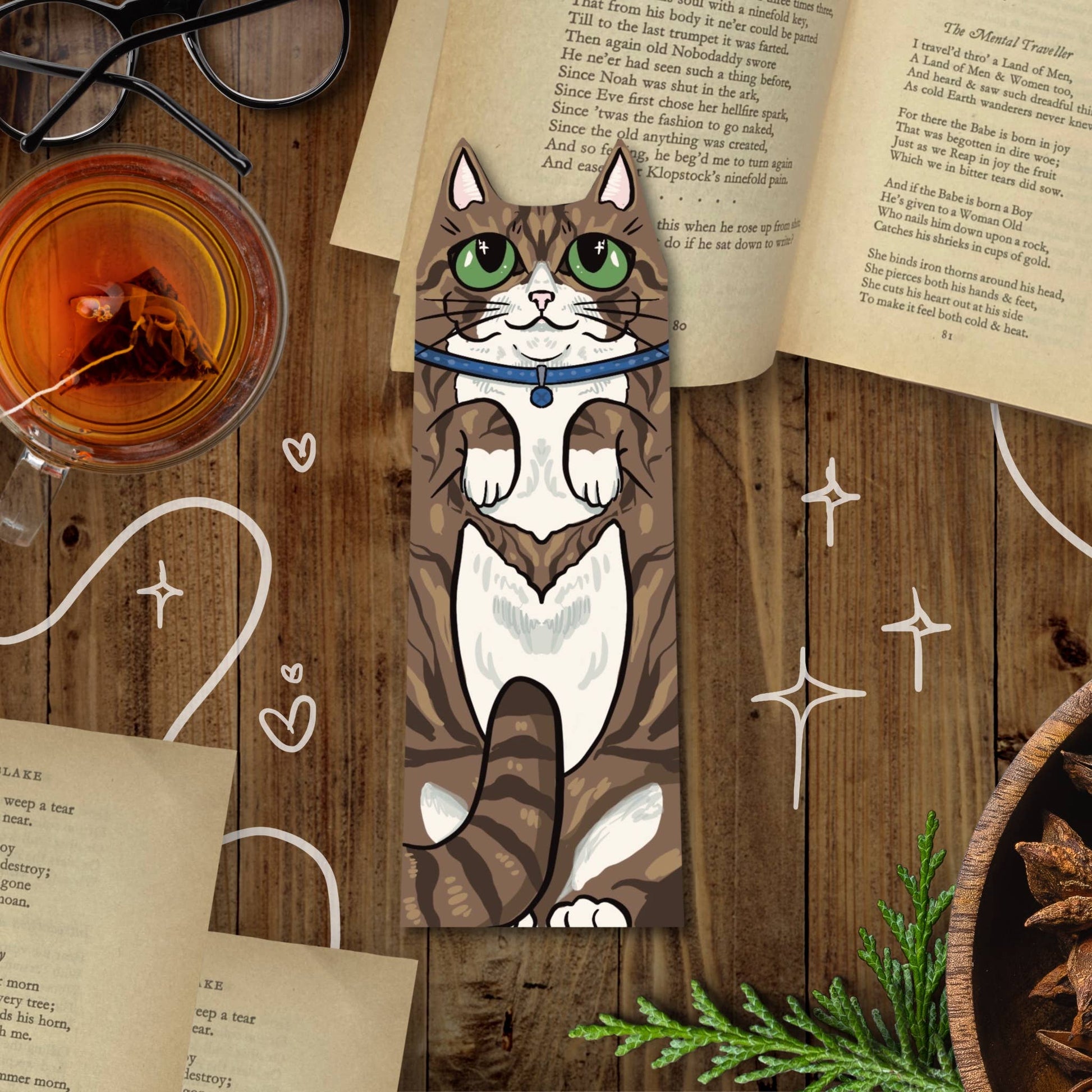 Cat Bookmark - Tea & Fables