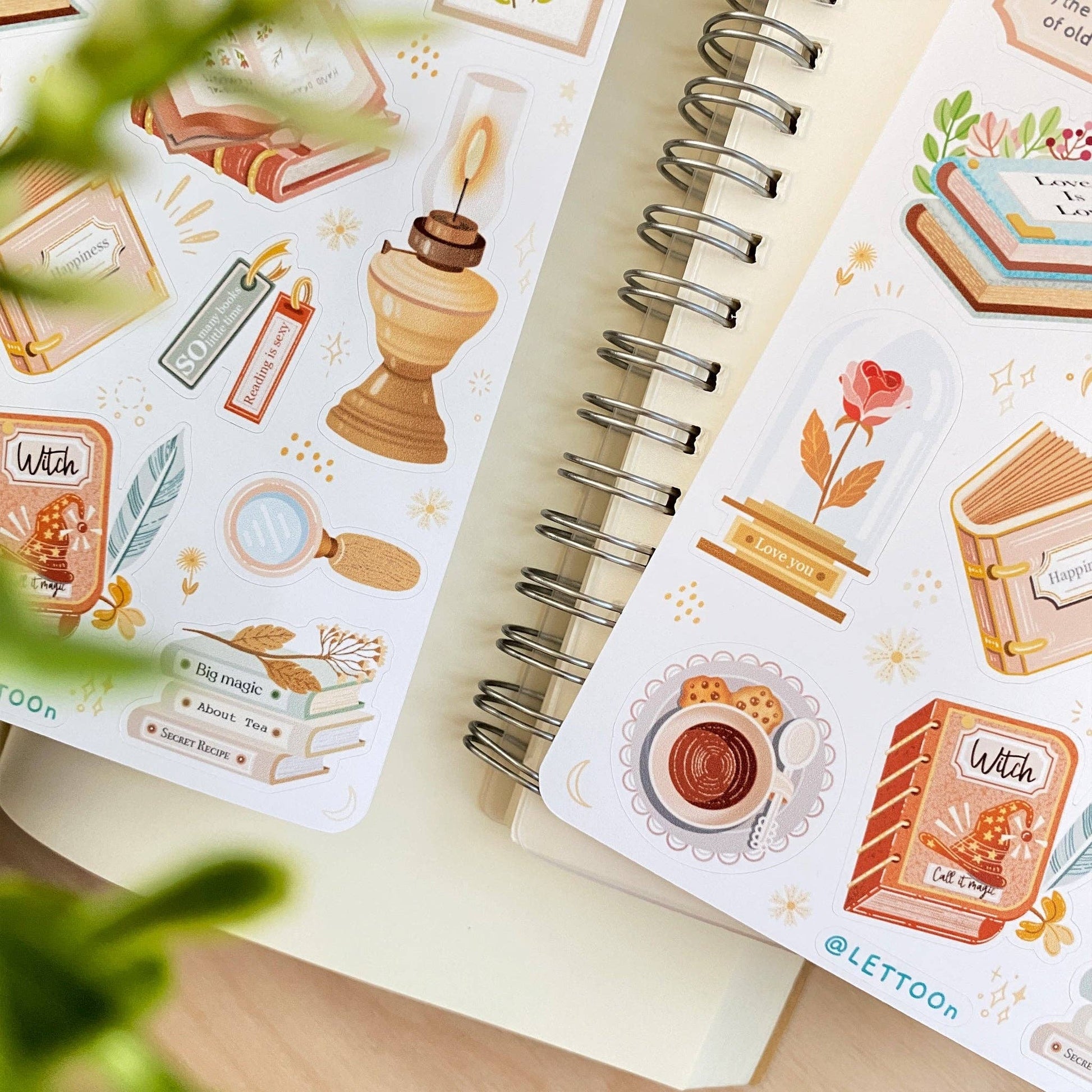 Sticker Sheet - Aesthetic Book - Tea & Fables