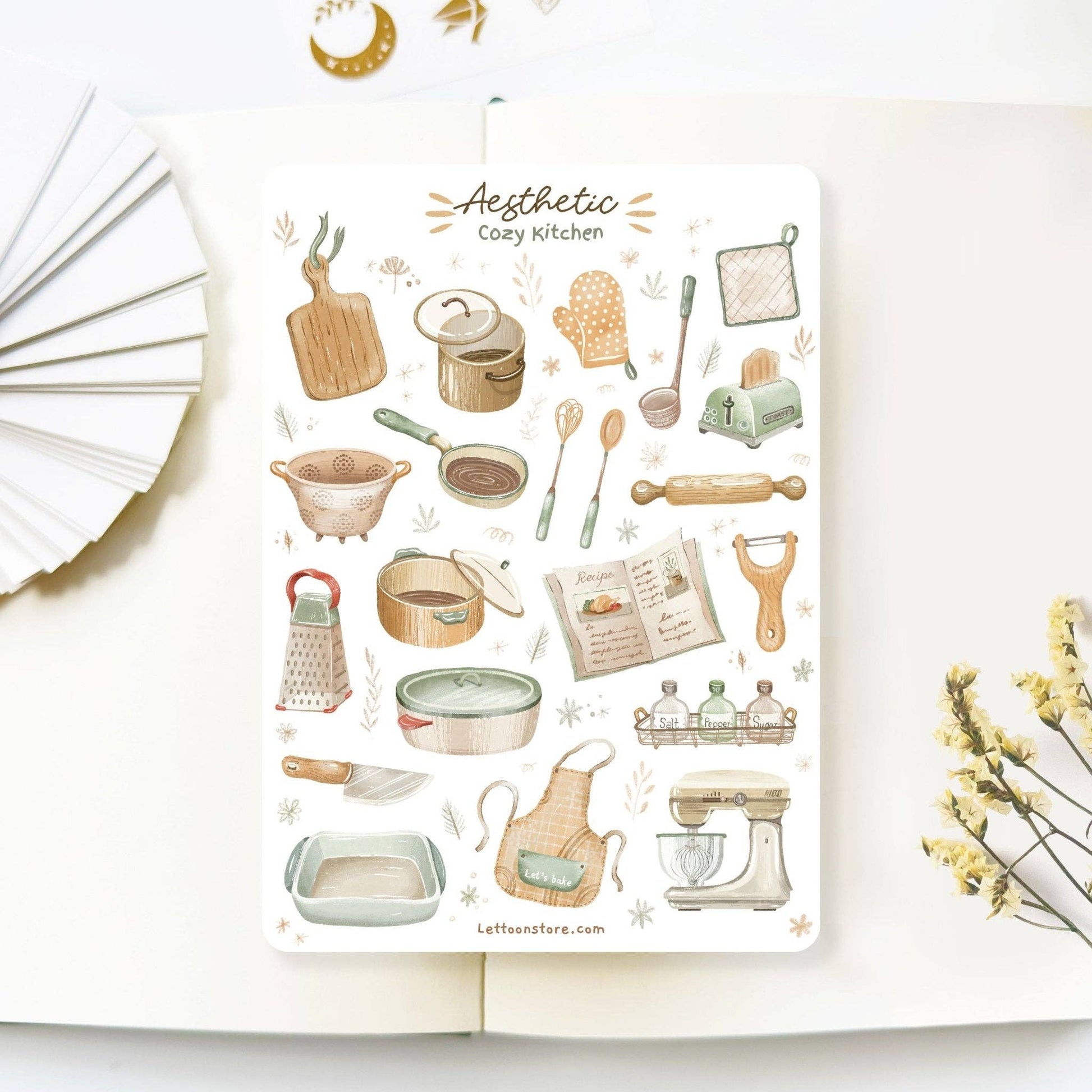 Sticker Sheet - Aesthetic Cozy Kitchen - Tea & Fables