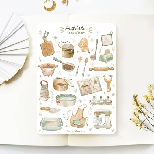 Sticker Sheet - Aesthetic Cozy Kitchen - Tea & Fables