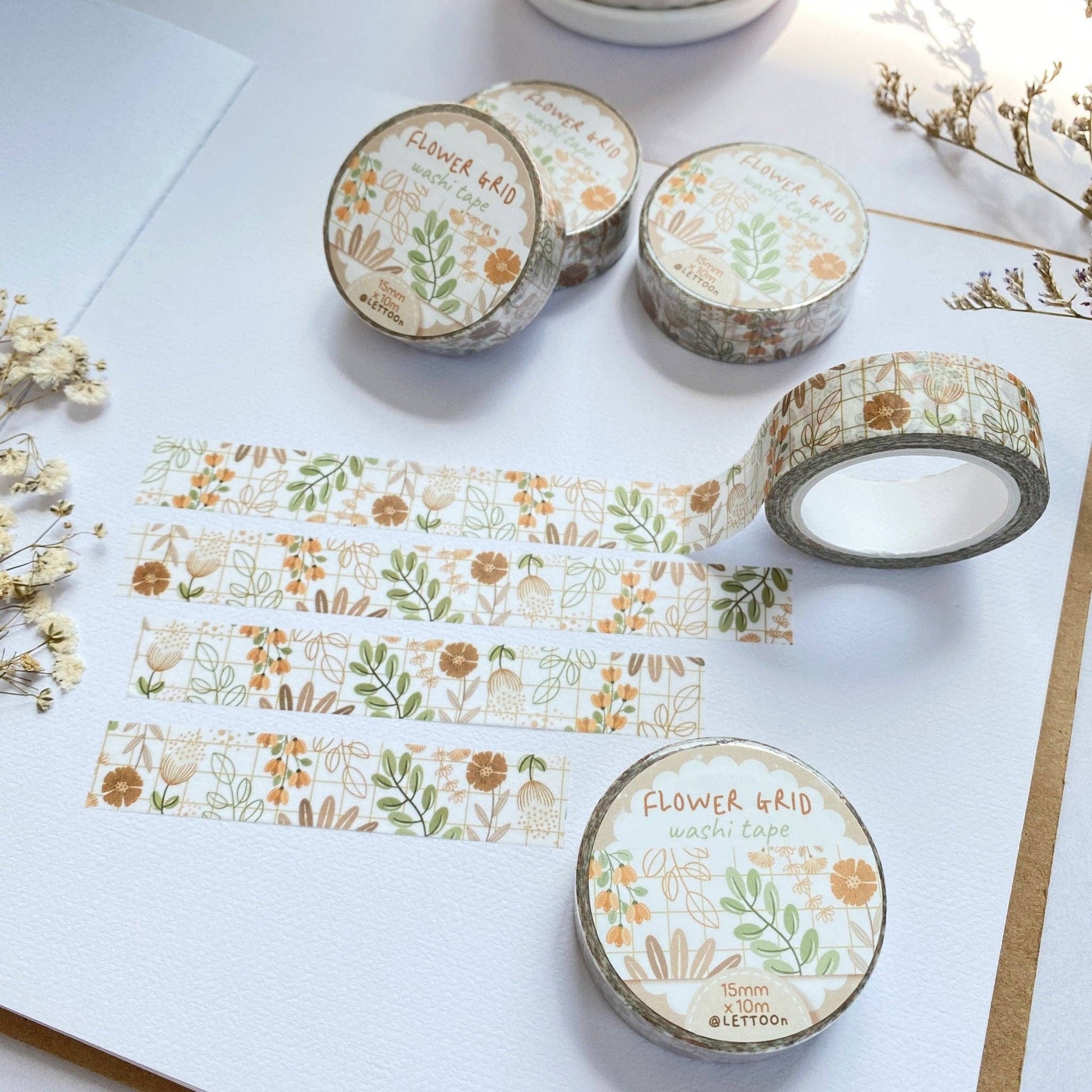 Washi Tape - Flower Grid - Tea & Fables