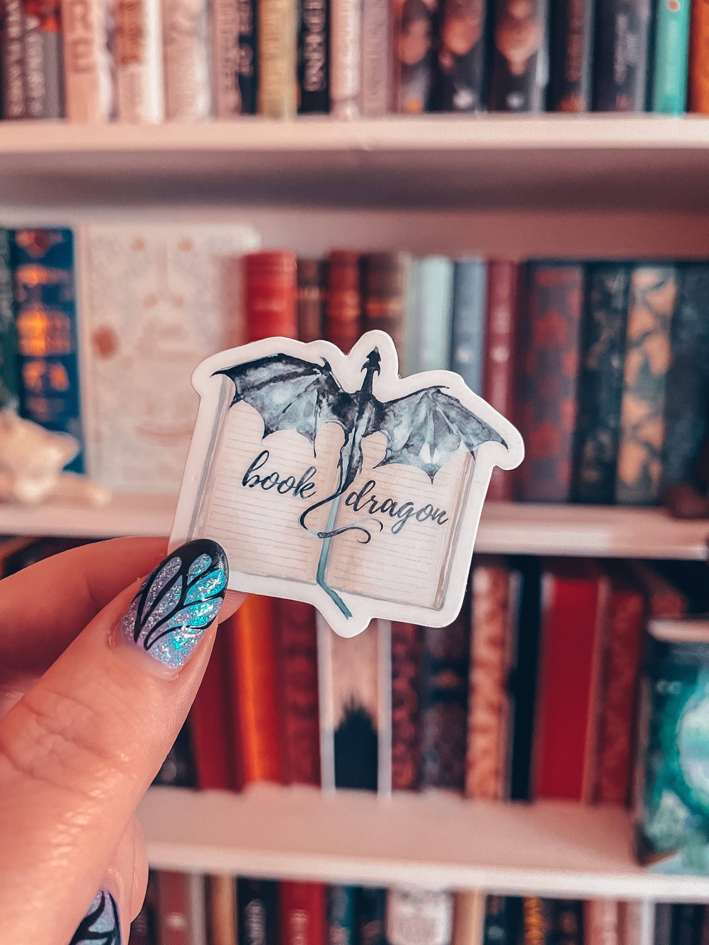 Book Dragon Watercolor Sticker - Tea & Fables