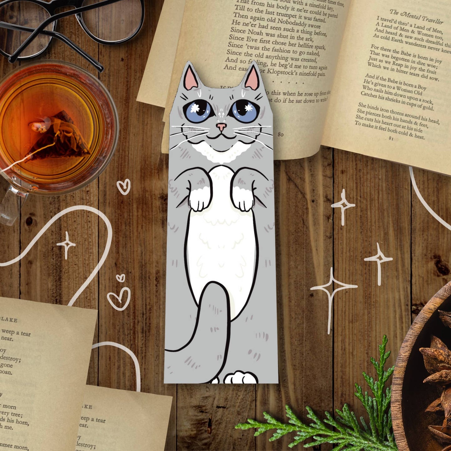 Cat Bookmark - Tea & Fables