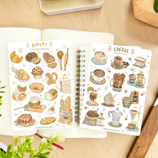 Sticker Sheet - Coffee + Bakery / Semi-Transparent - Tea & Fables