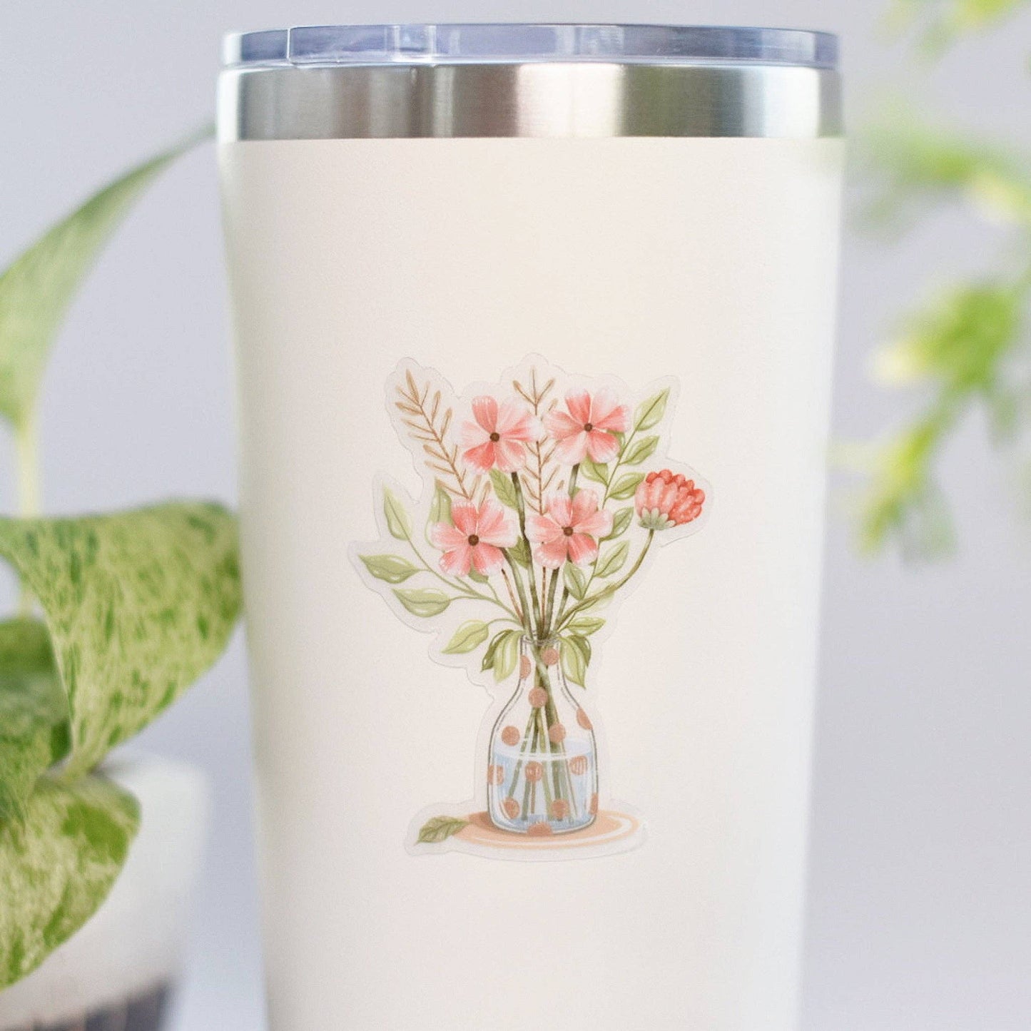 Clear Vinyl Sticker - Flower Vase - Tea & Fables