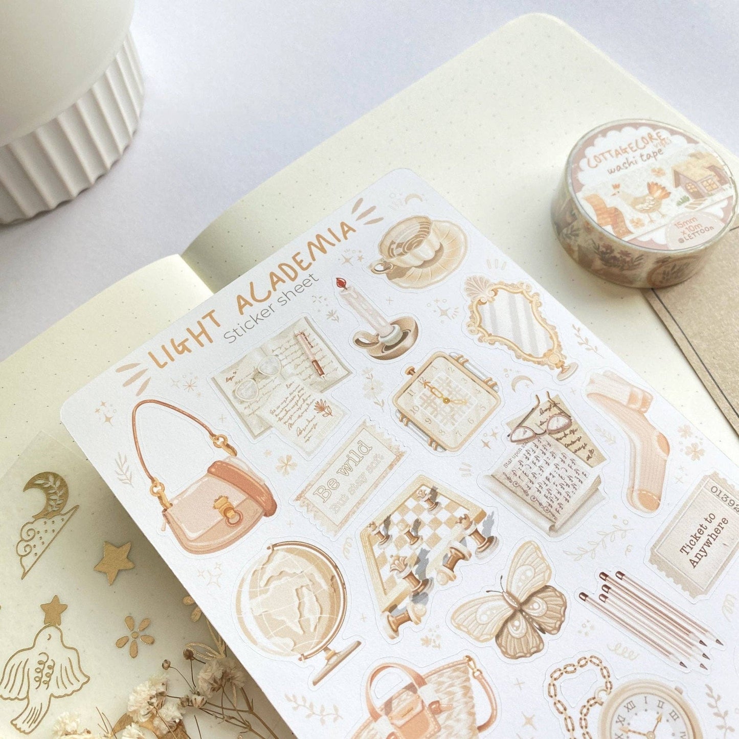Sticker Sheet - Dark & Light Academia: Semi-Transparent Paper / Both Themes