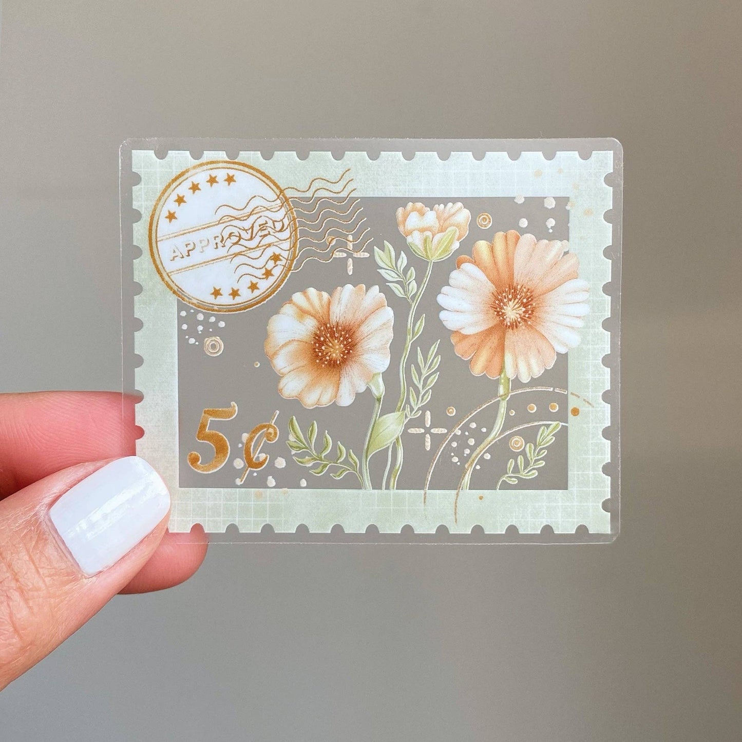 Clear Vinyl Sticker - Flower Stamp - Tea & Fables