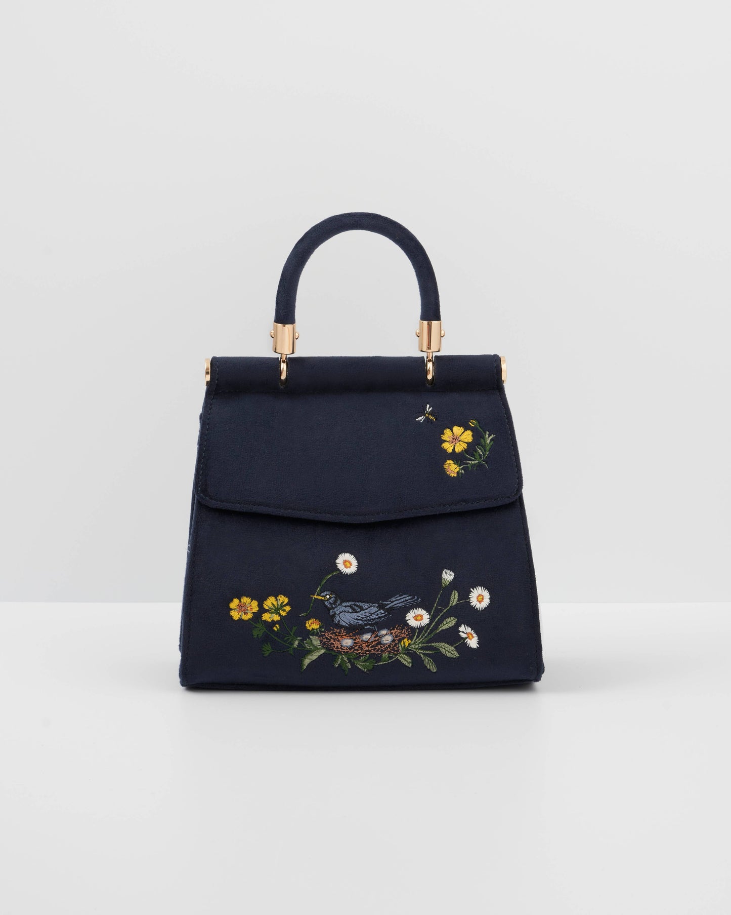 FABLE Blackbird Navy Mini Velvet Tote