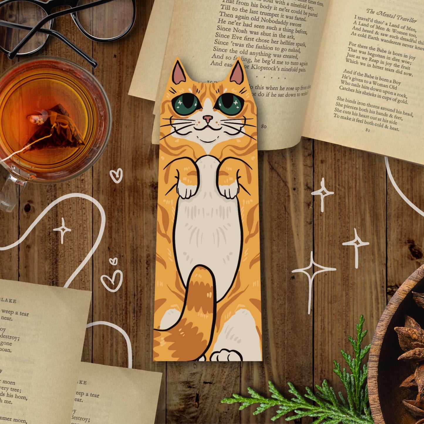 Cat Bookmark - Tea & Fables