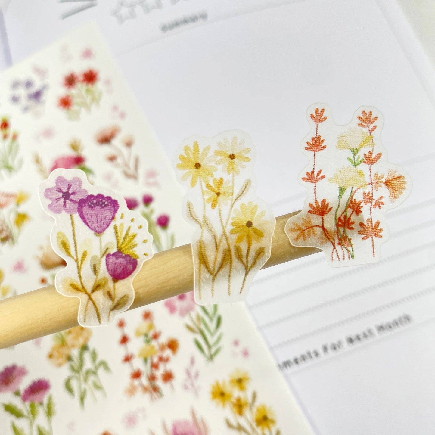 Sticker Sheet - Wild Flower: Semi-Transparent - Tea & Fables