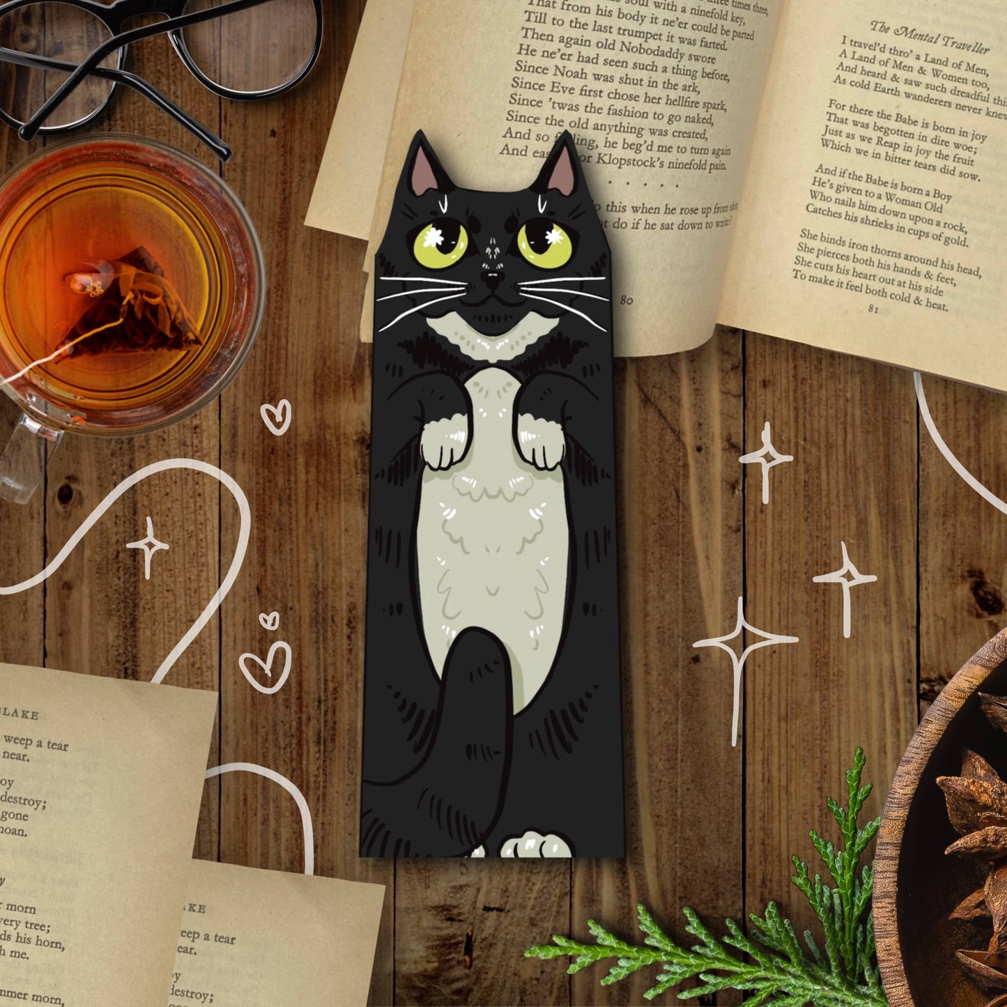 Cat Bookmark - Tea & Fables