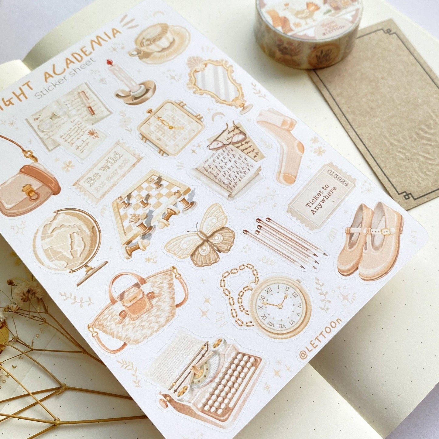 Sticker Sheet - Dark & Light Academia: Semi-Transparent Paper / Both Themes