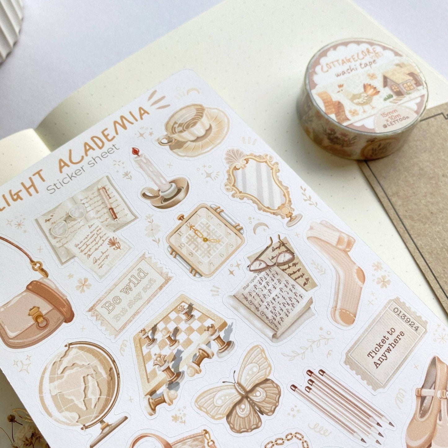 Sticker Sheet - Dark & Light Academia: Semi-Transparent Paper / Both Themes