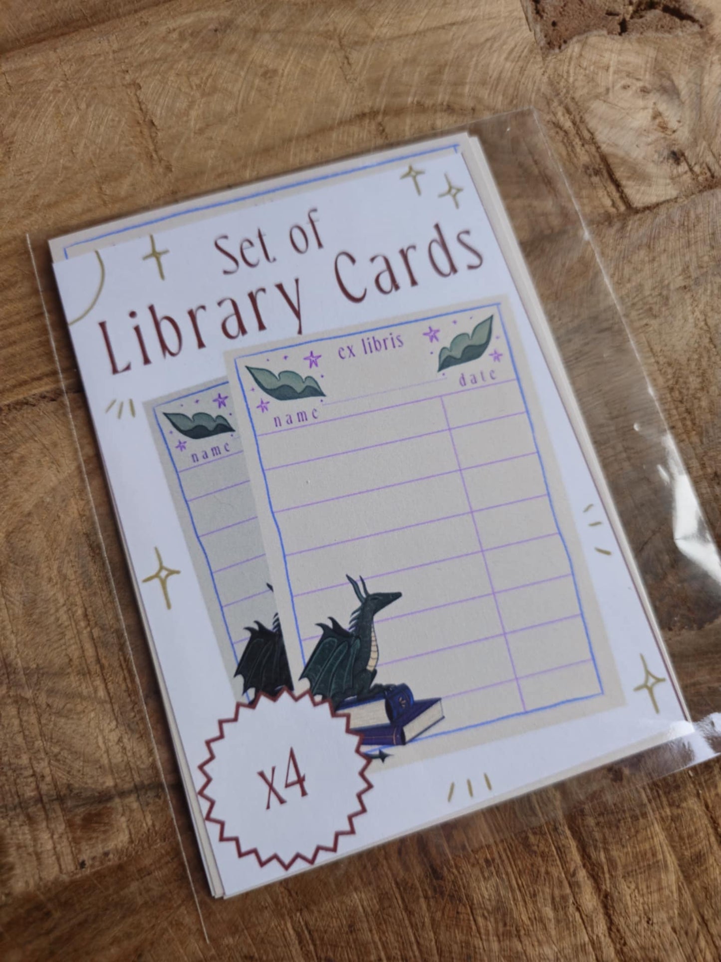 Cozy Dragon Library Card Set