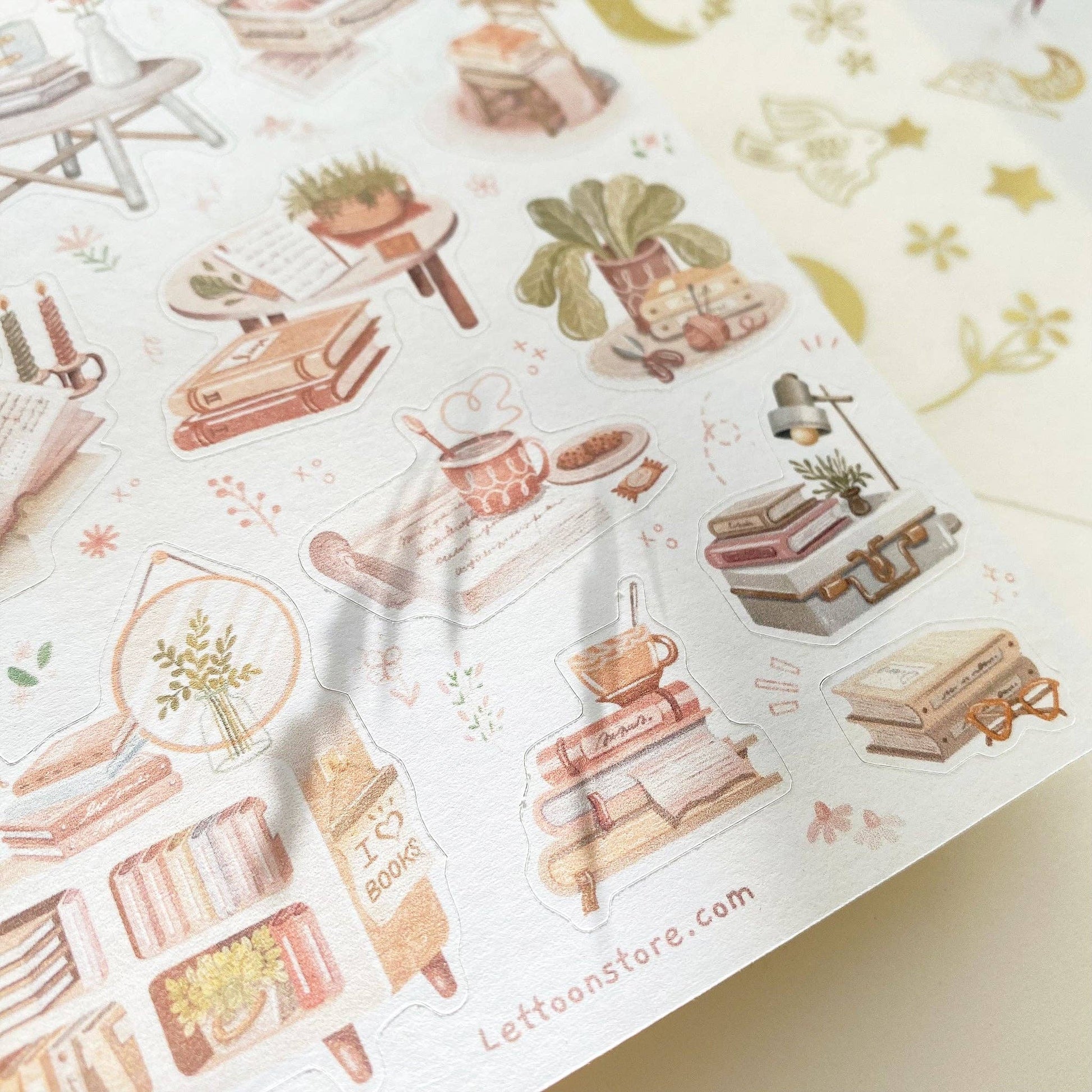 Sticker Sheet - Reading At Home: Semi-Transparent Paper - Tea & Fables