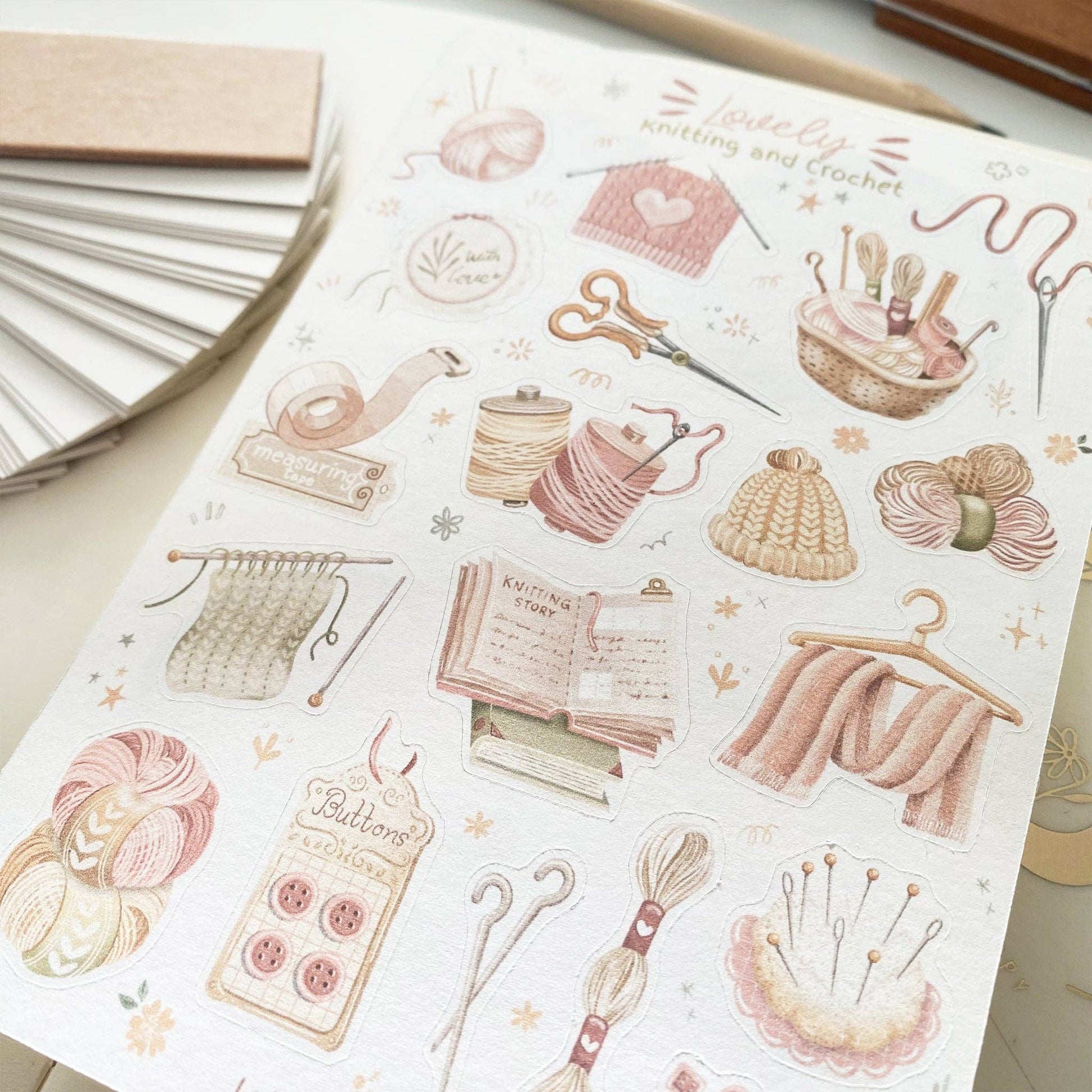 Sticker Sheet - Knitting & Crochet: Semi-Transparent - Tea & Fables