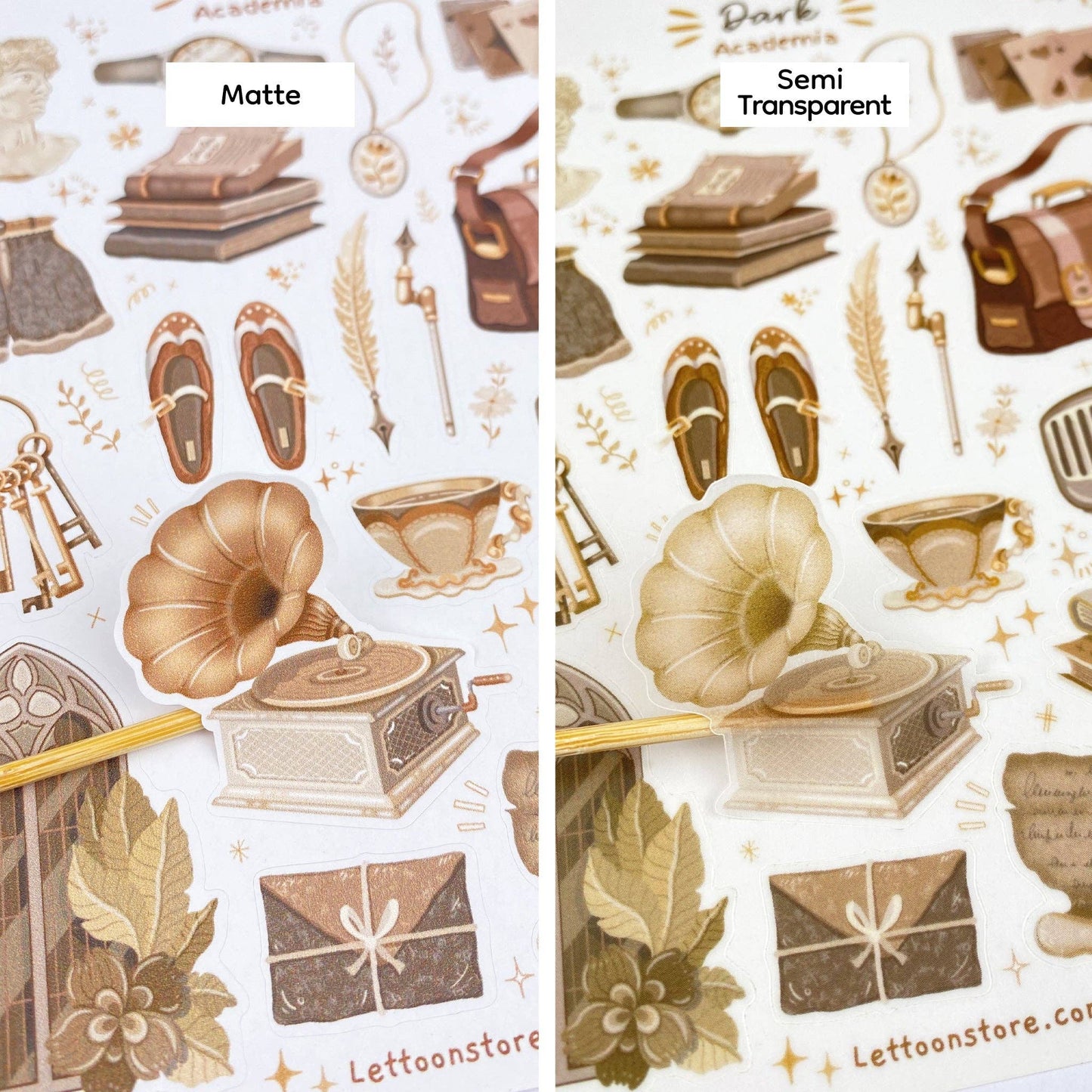 Sticker Sheet - Dark & Light Academia: Semi-Transparent Paper / Both Themes