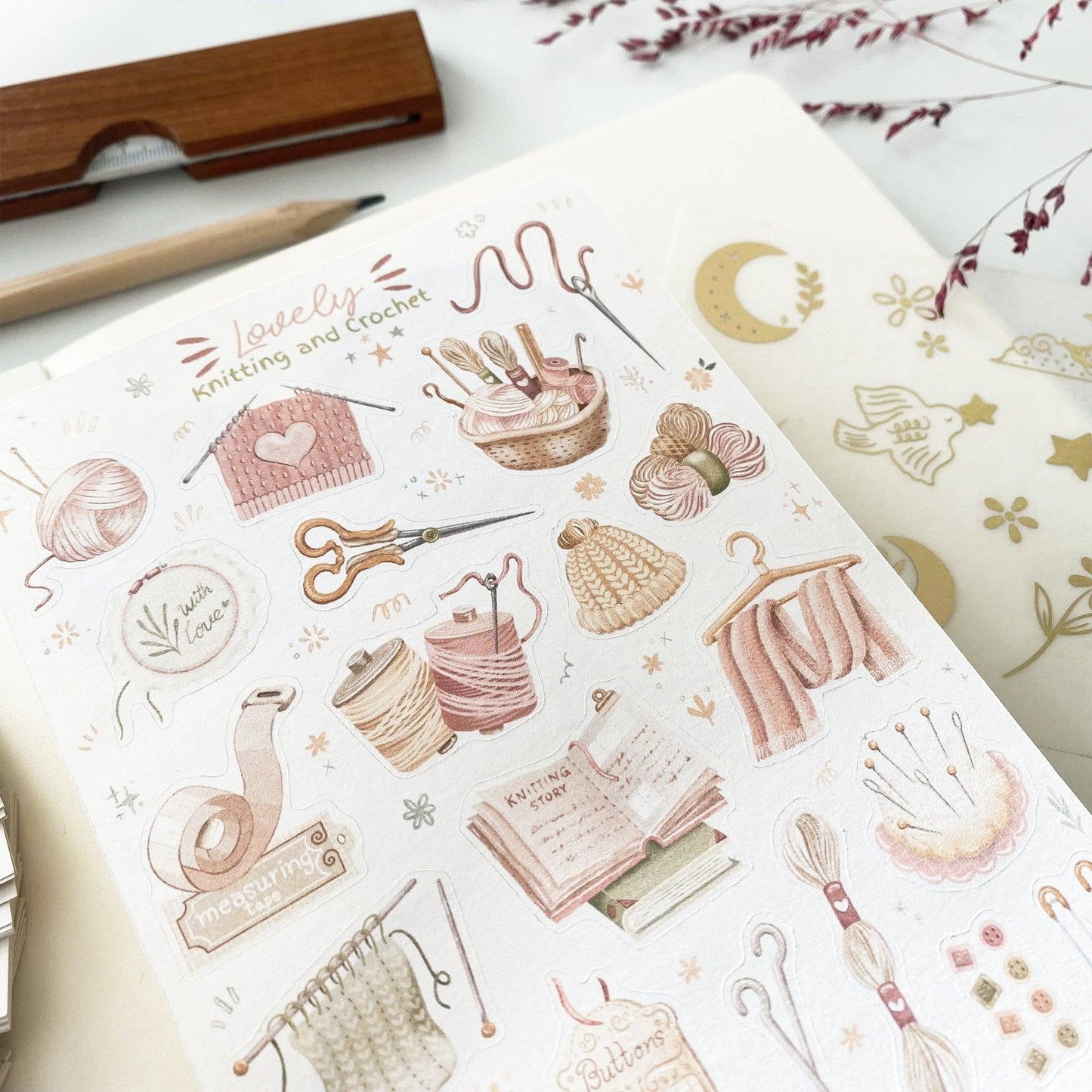 Sticker Sheet - Knitting & Crochet: Semi-Transparent - Tea & Fables