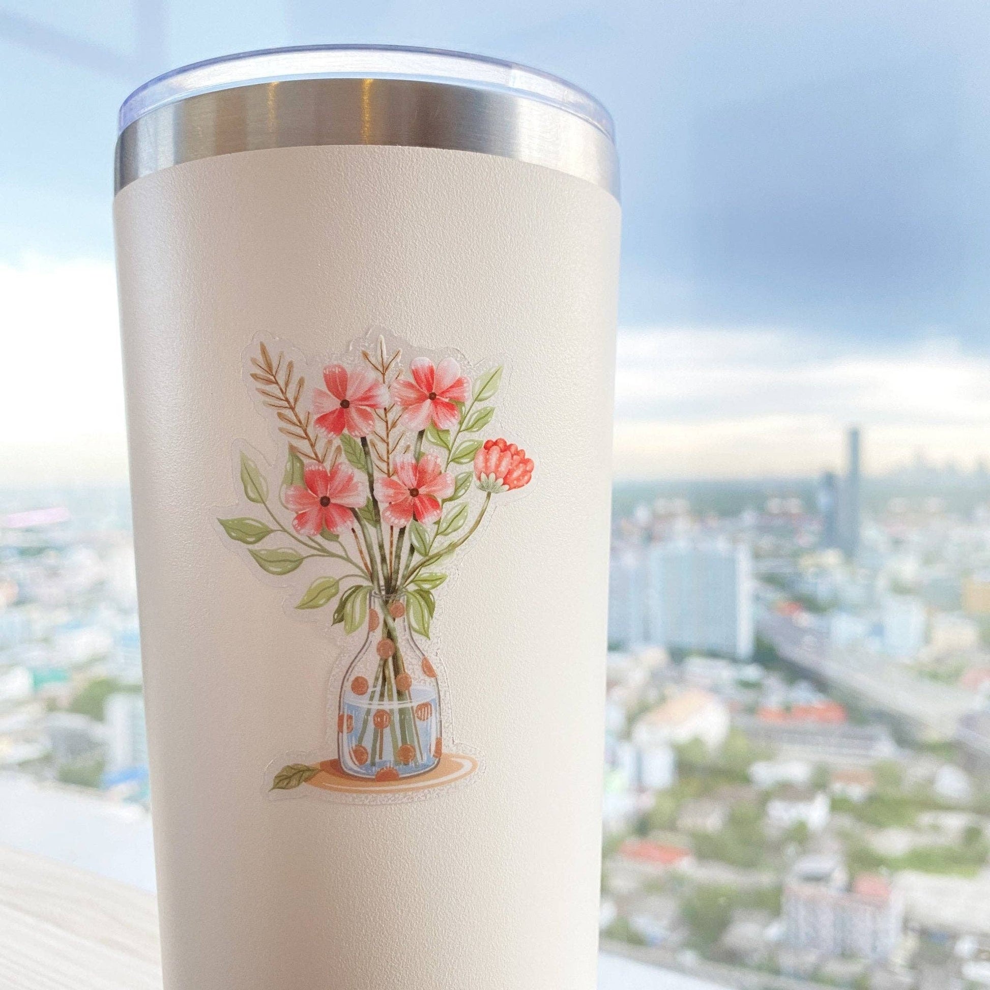 Clear Vinyl Sticker - Flower Vase - Tea & Fables