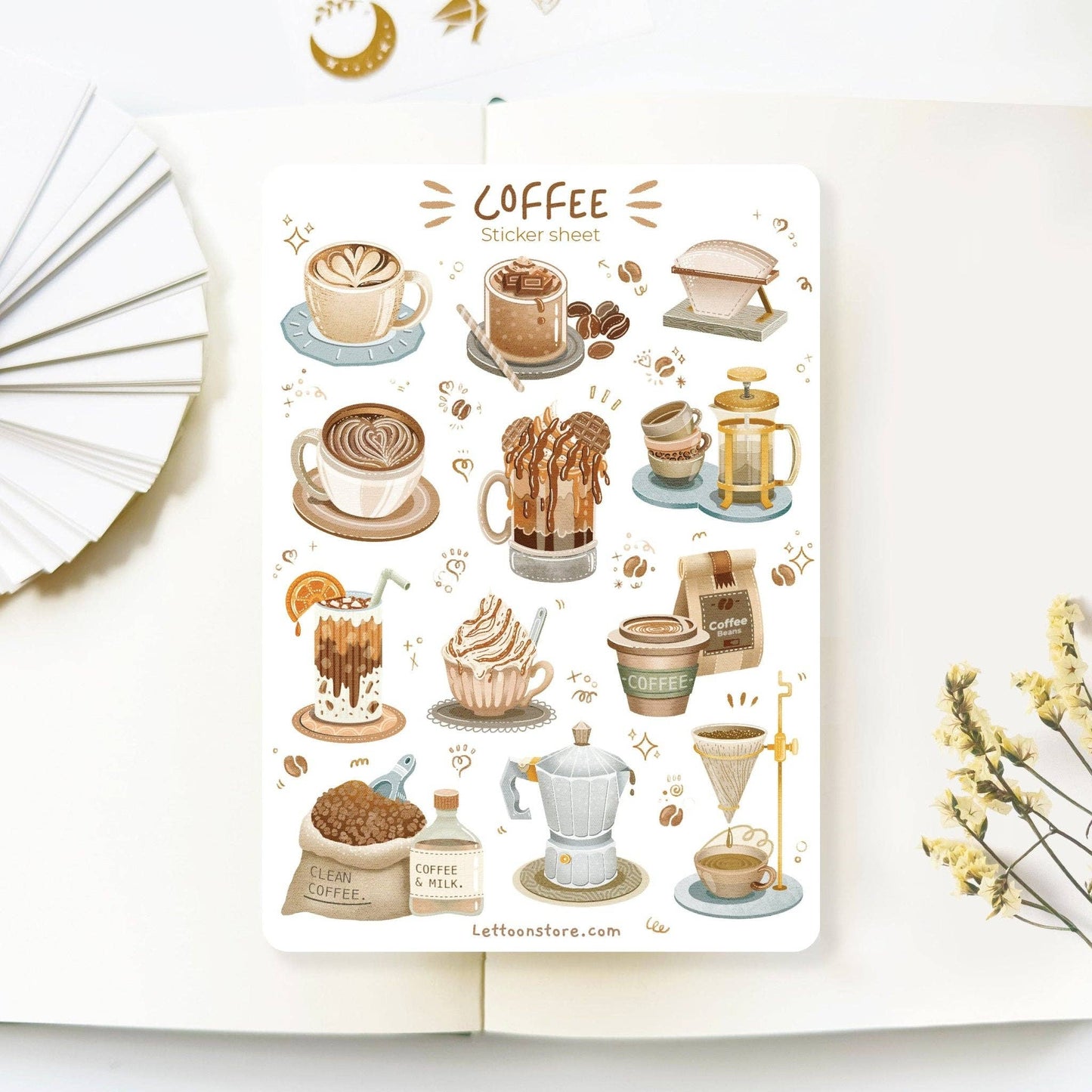 Sticker Sheet - Coffee + Bakery / Semi-Transparent - Tea & Fables