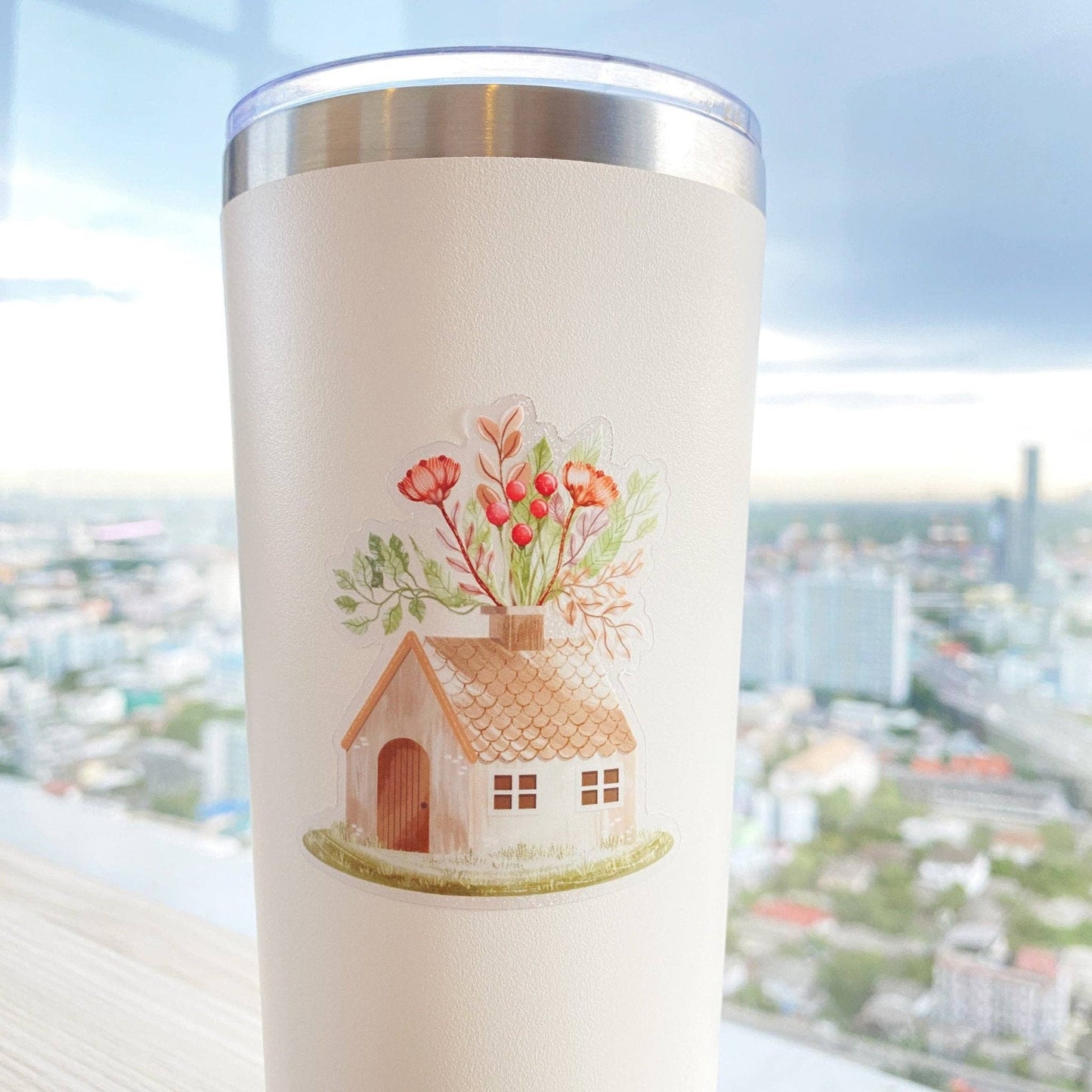 Clear Vinyl Sticker - Flower House - Tea & Fables