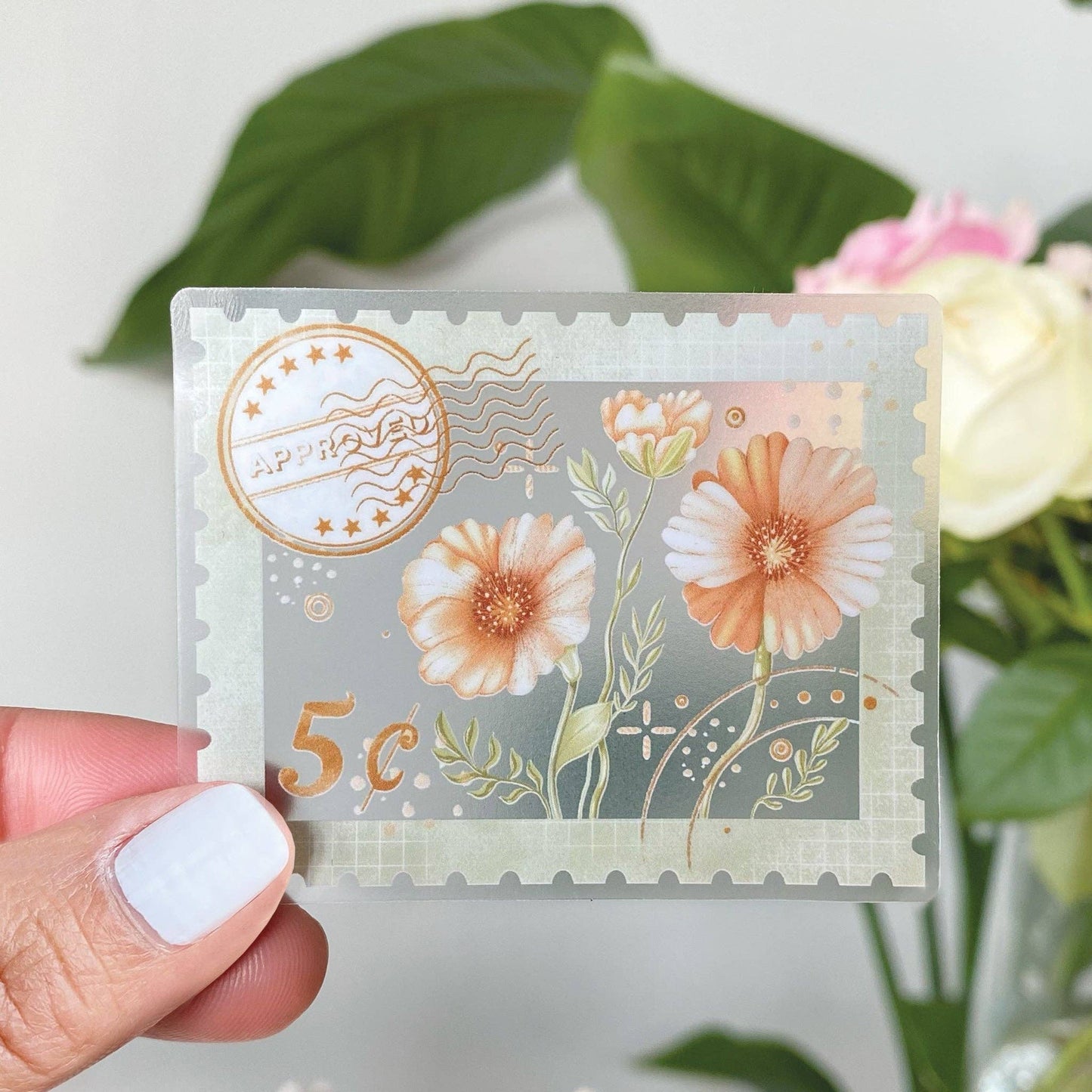 Clear Vinyl Sticker - Flower Stamp - Tea & Fables