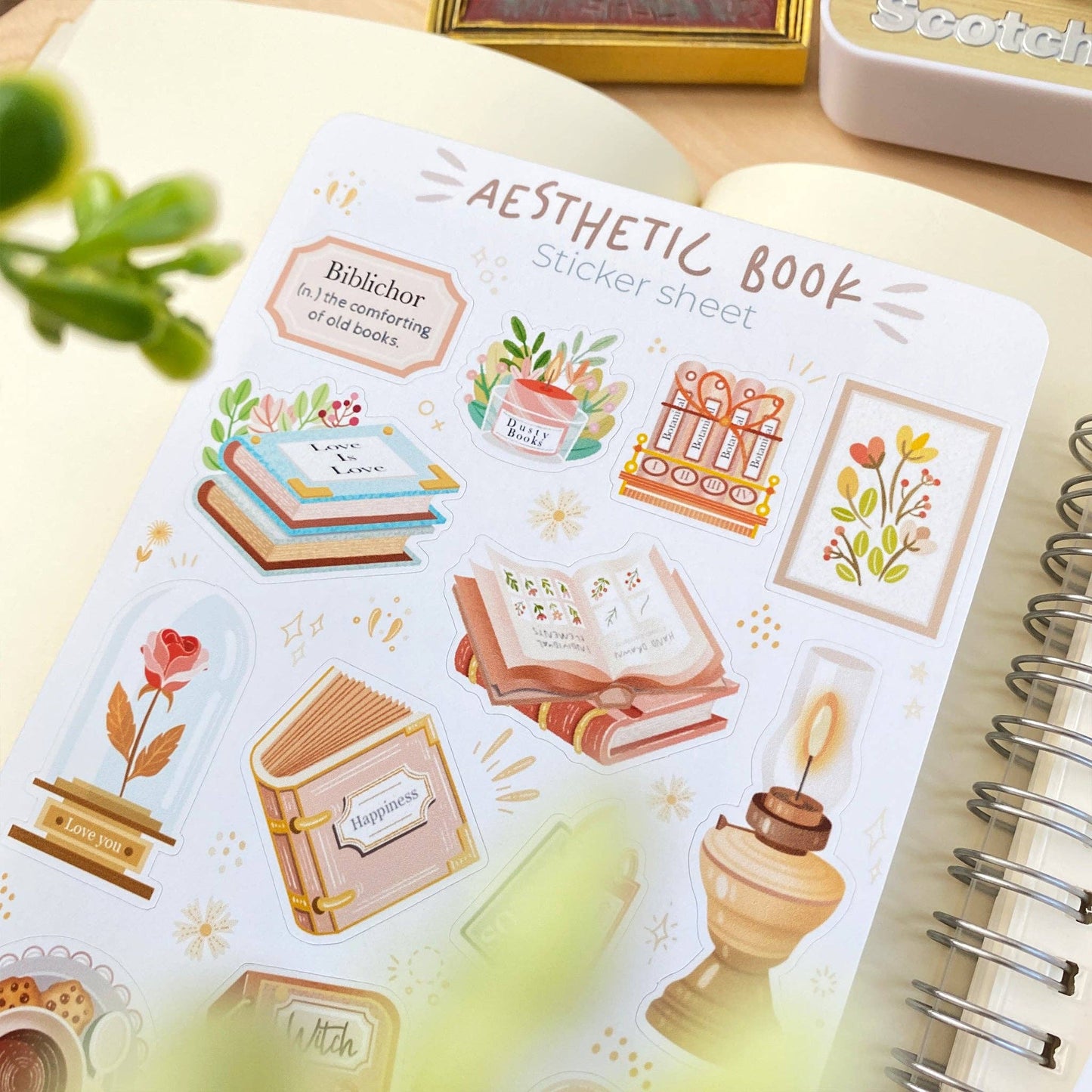 Sticker Sheet - Aesthetic Book - Tea & Fables