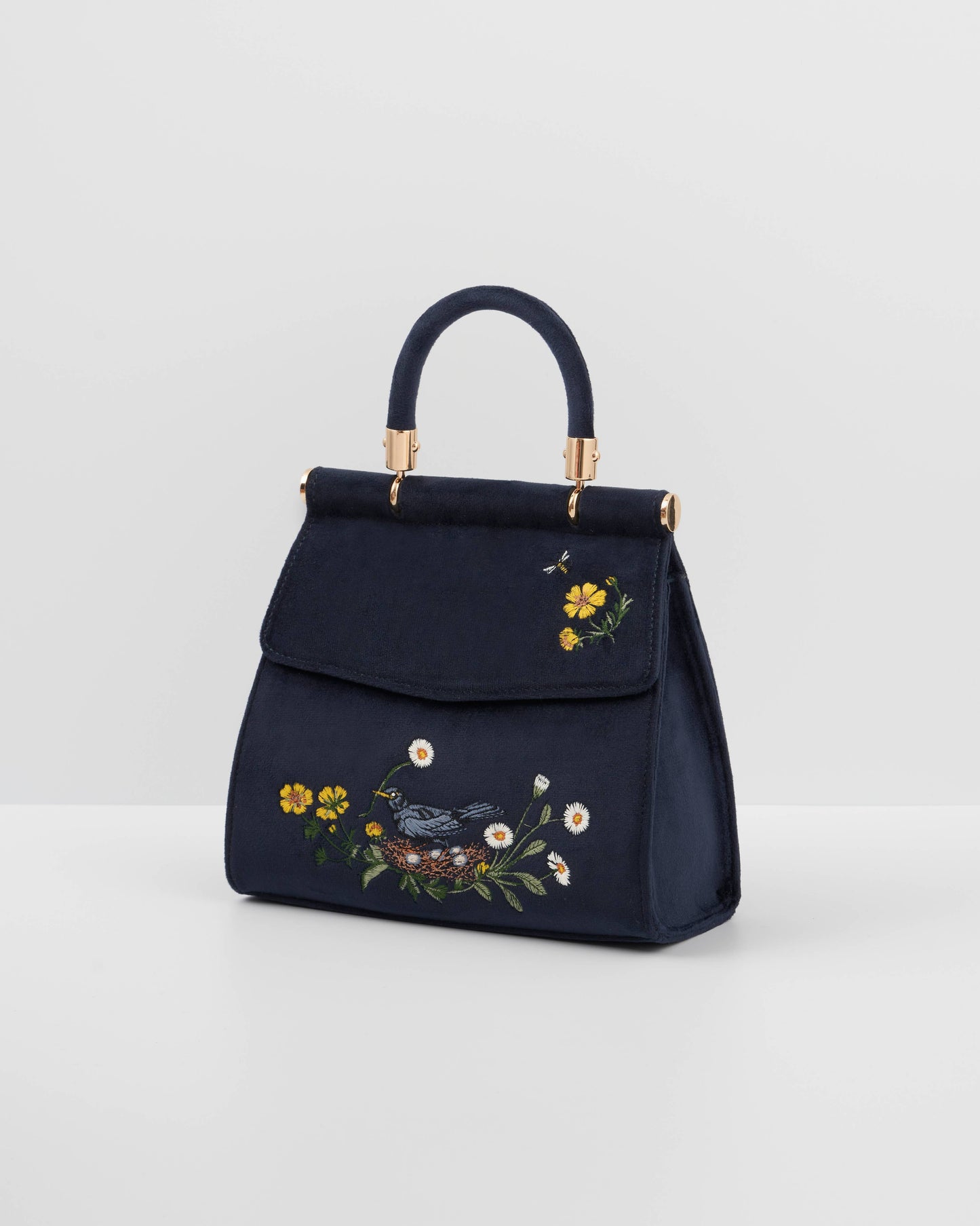 FABLE Blackbird Navy Mini Velvet Tote
