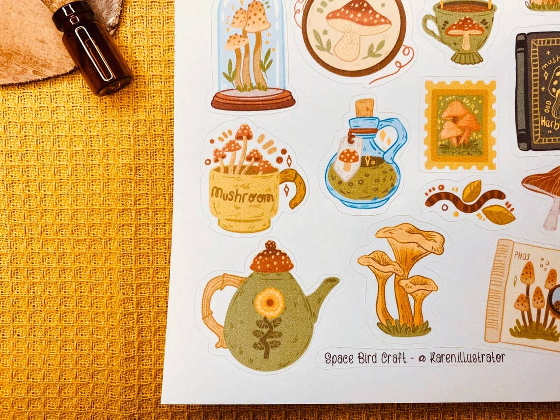 Sticker Sheet: Vintage Mushrooms