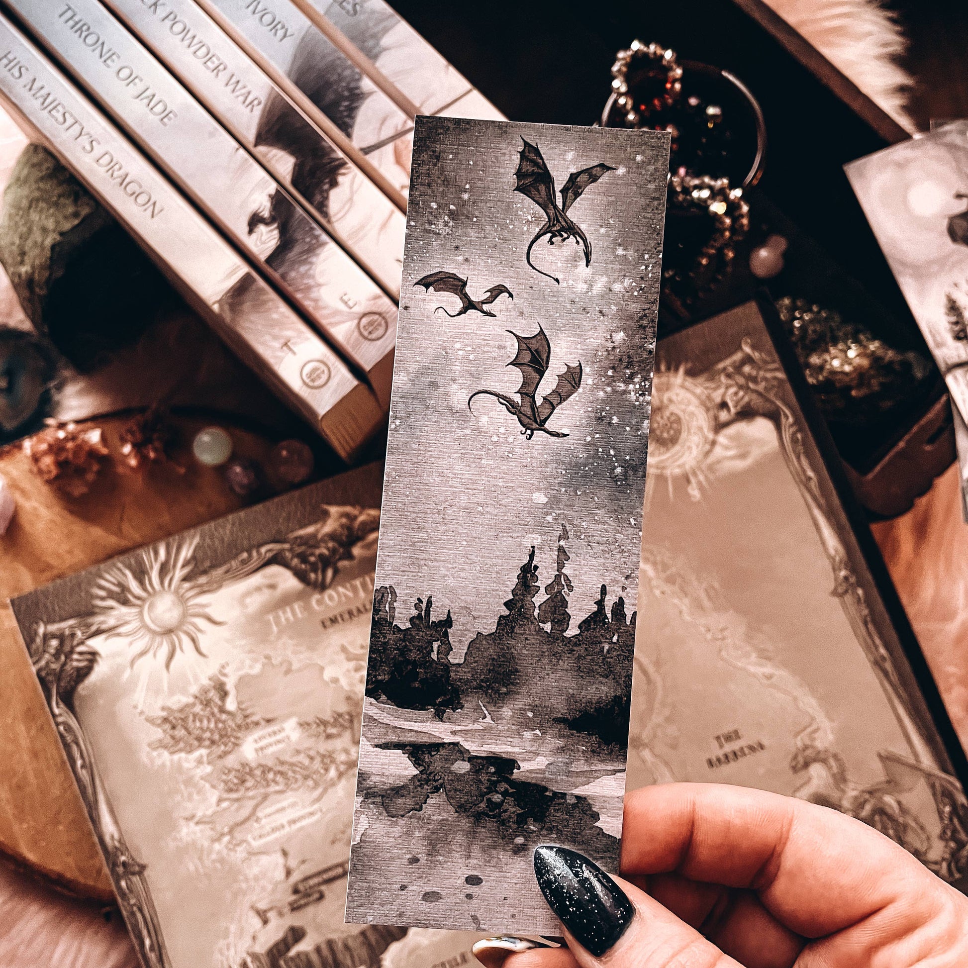 Black Dragon Flight Bookmark - Tea & Fables