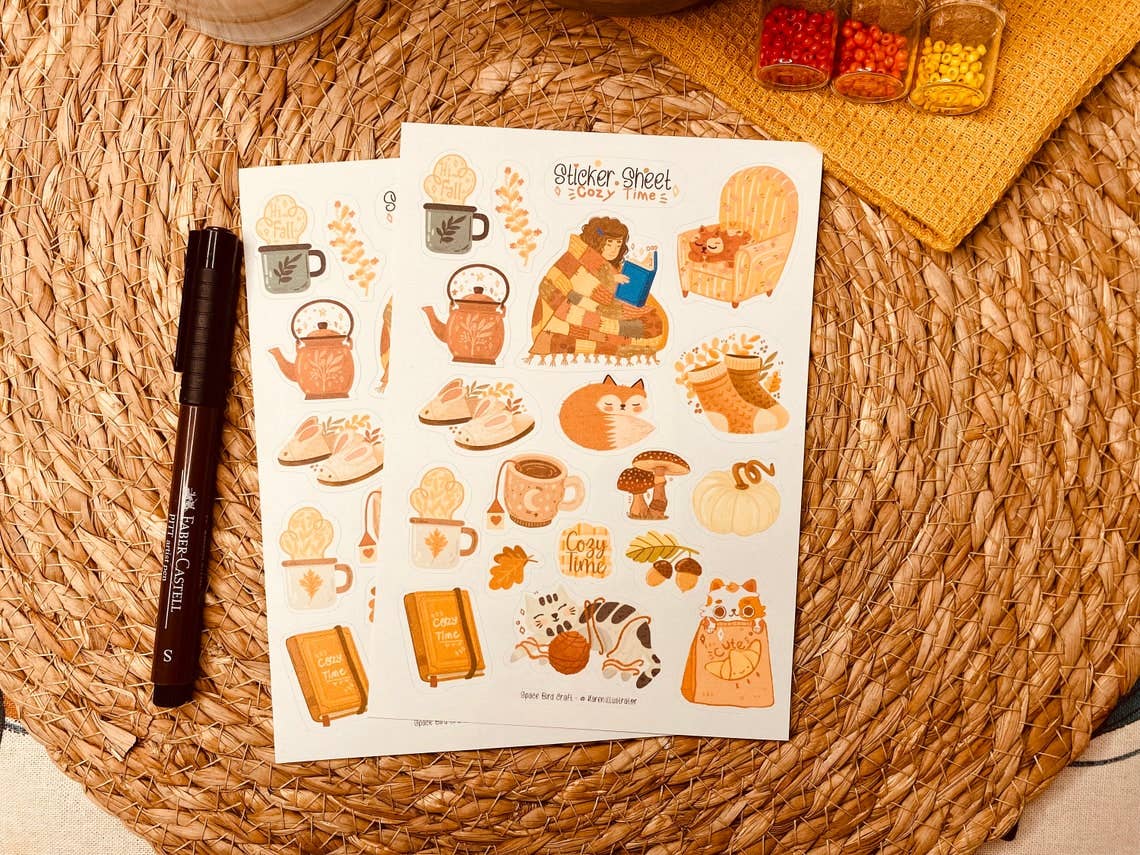 Sticker Sheet: Cozy Time