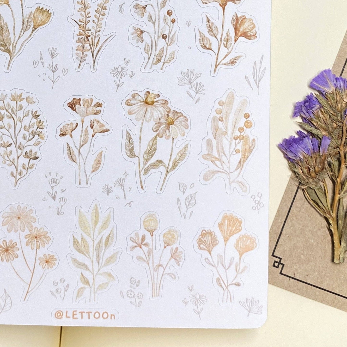 Sticker Sheet - Mellow Flower: Semi-Transparent - Tea & Fables