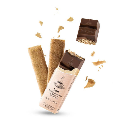 Melkesjokolade: Mandelpraliné & Crêpe-Crisps