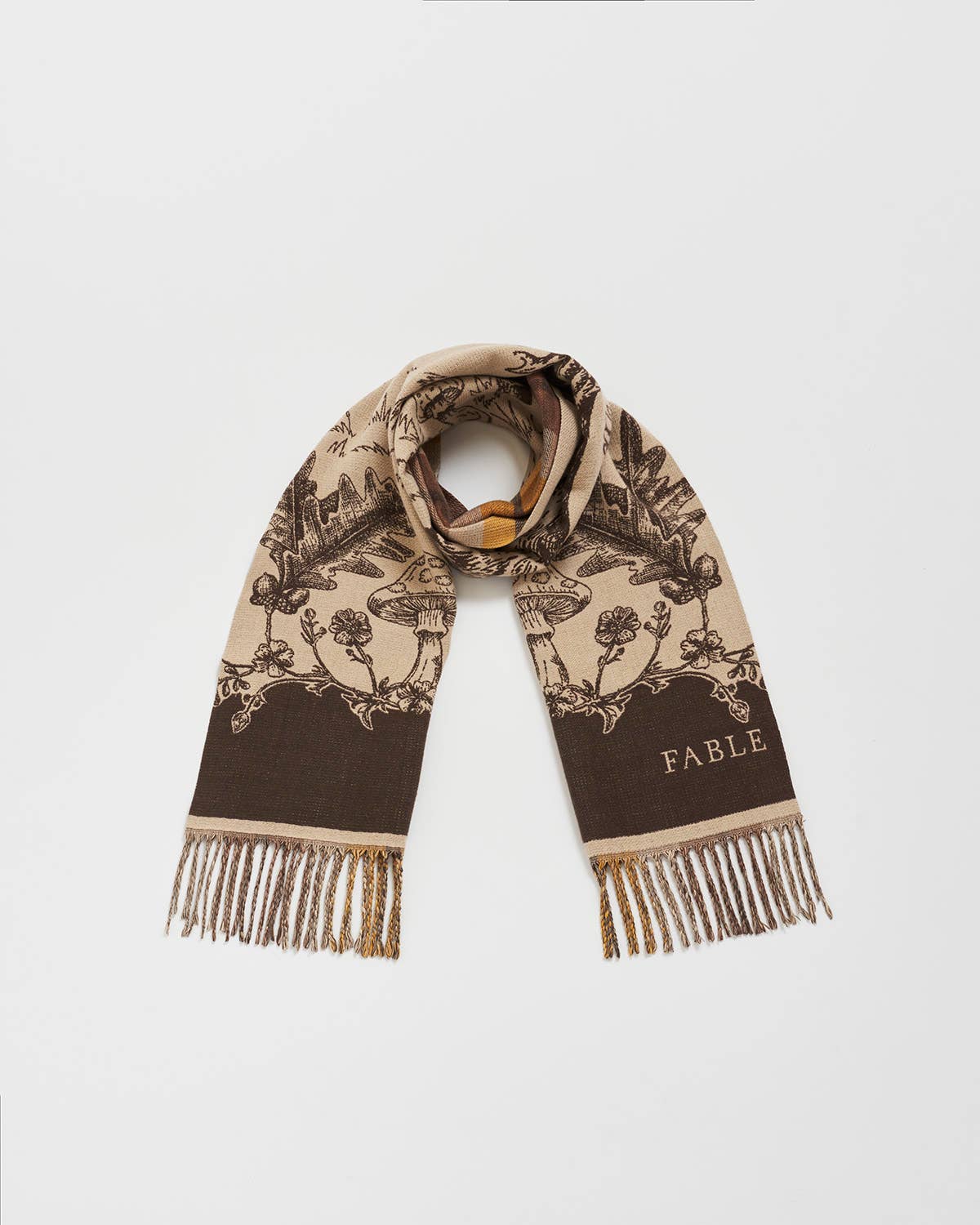FABLE Woodland Tales Taupe Jacquard Scarf