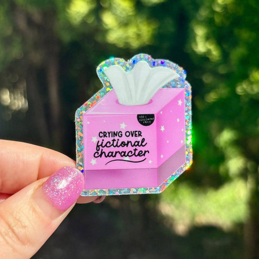 Crying Over Fictional Glitter Sticker