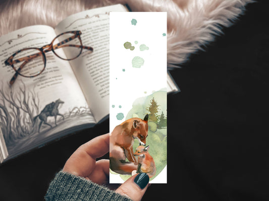 Fox Mother and Baby Bookmark