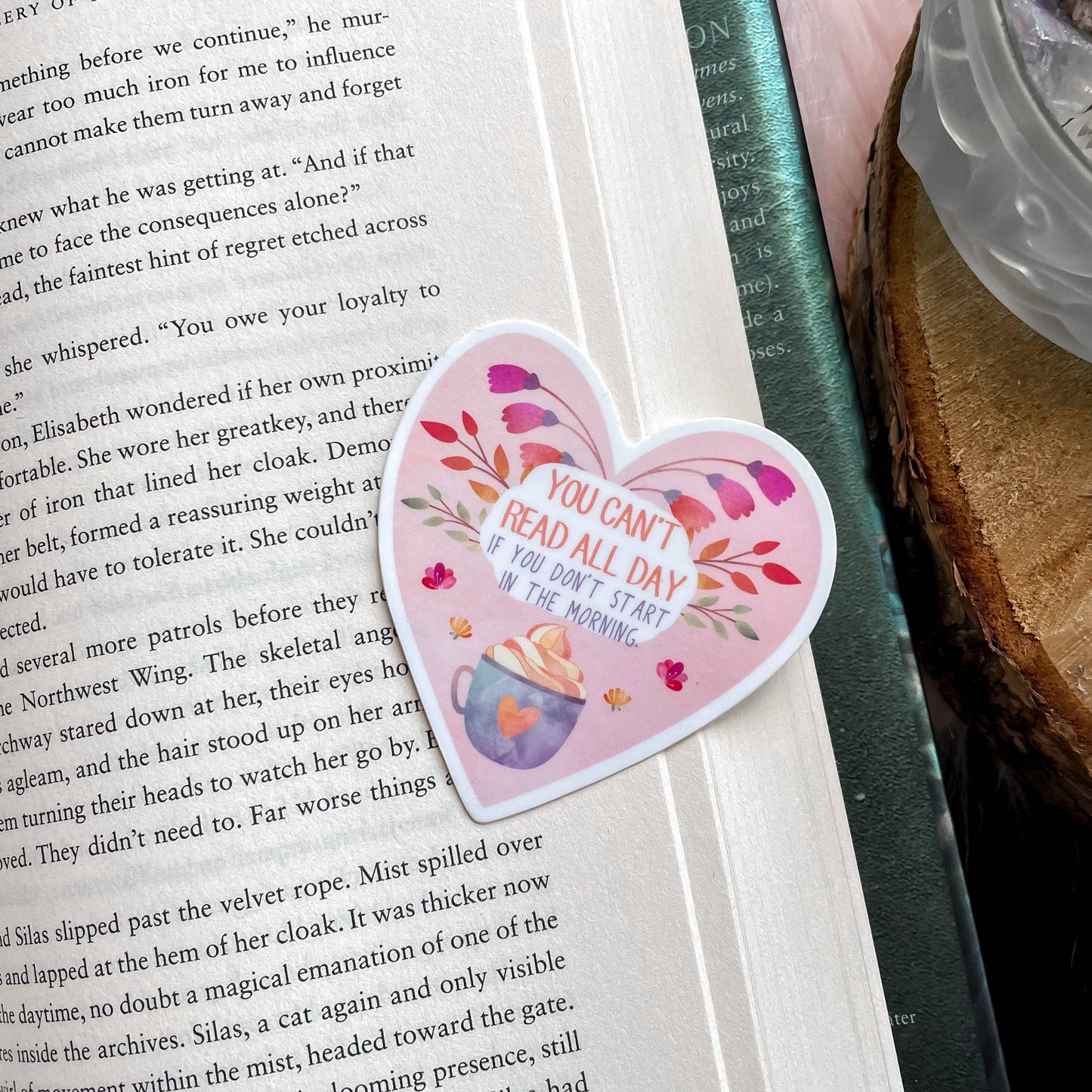 Reading Heart Sticker - Tea & Fables