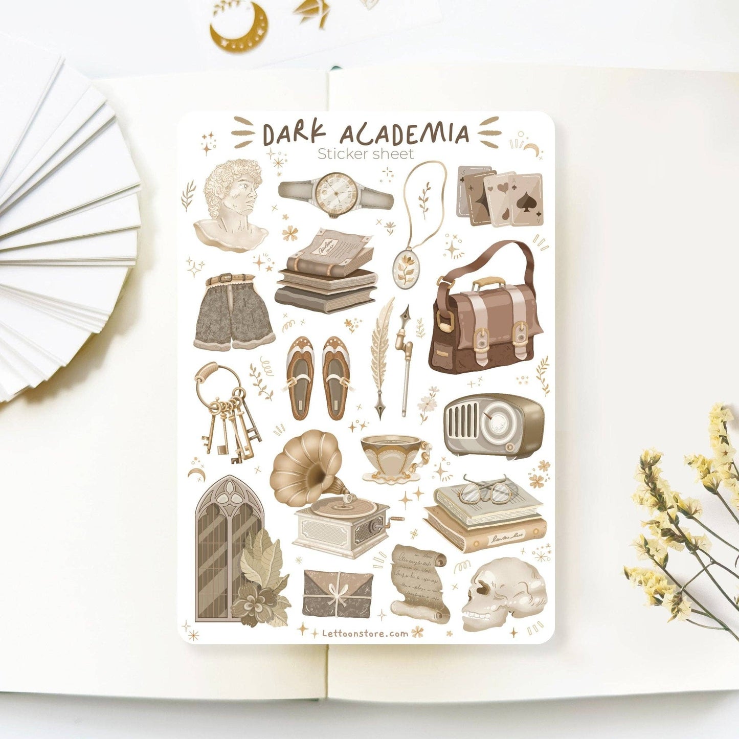 Sticker Sheet - Dark & Light Academia: Semi-Transparent Paper / Both Themes