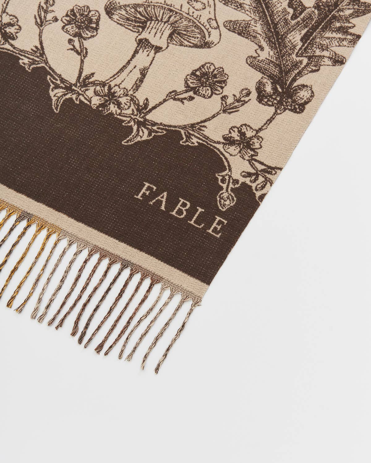 FABLE Woodland Tales Taupe Jacquard Scarf