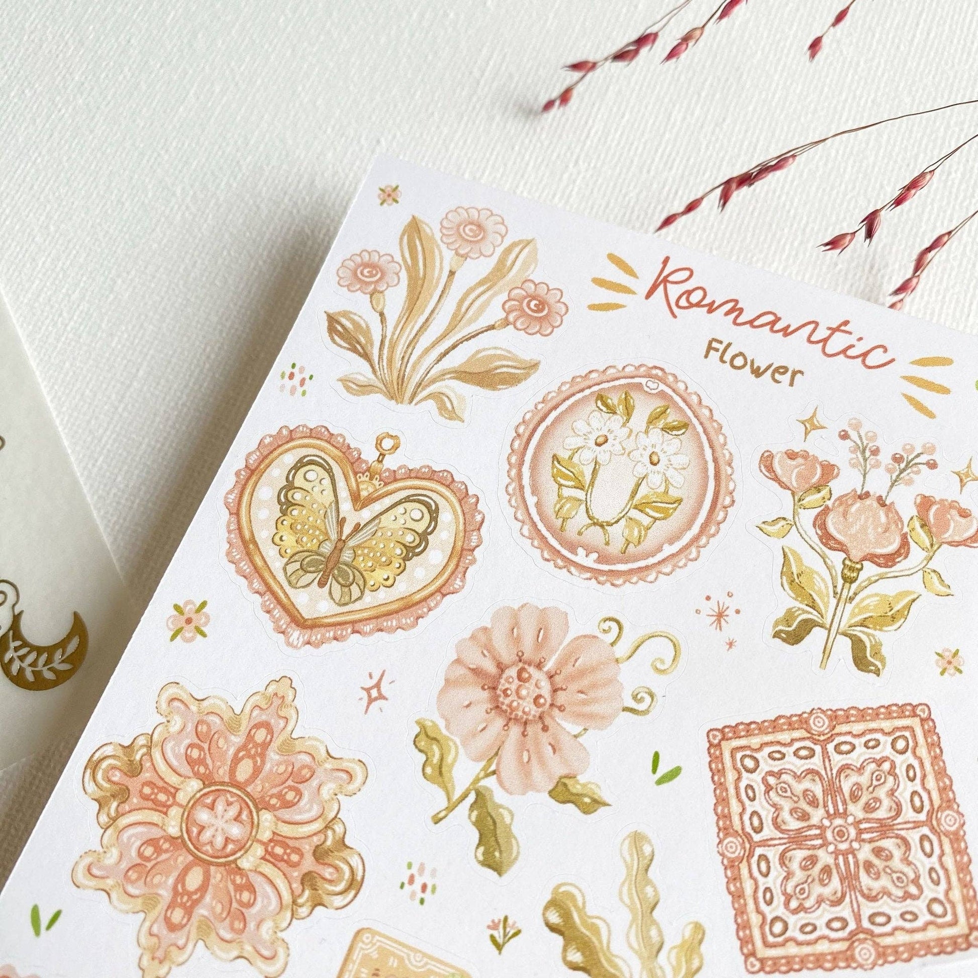 Sticker Sheet - Romantic Flower - Tea & Fables