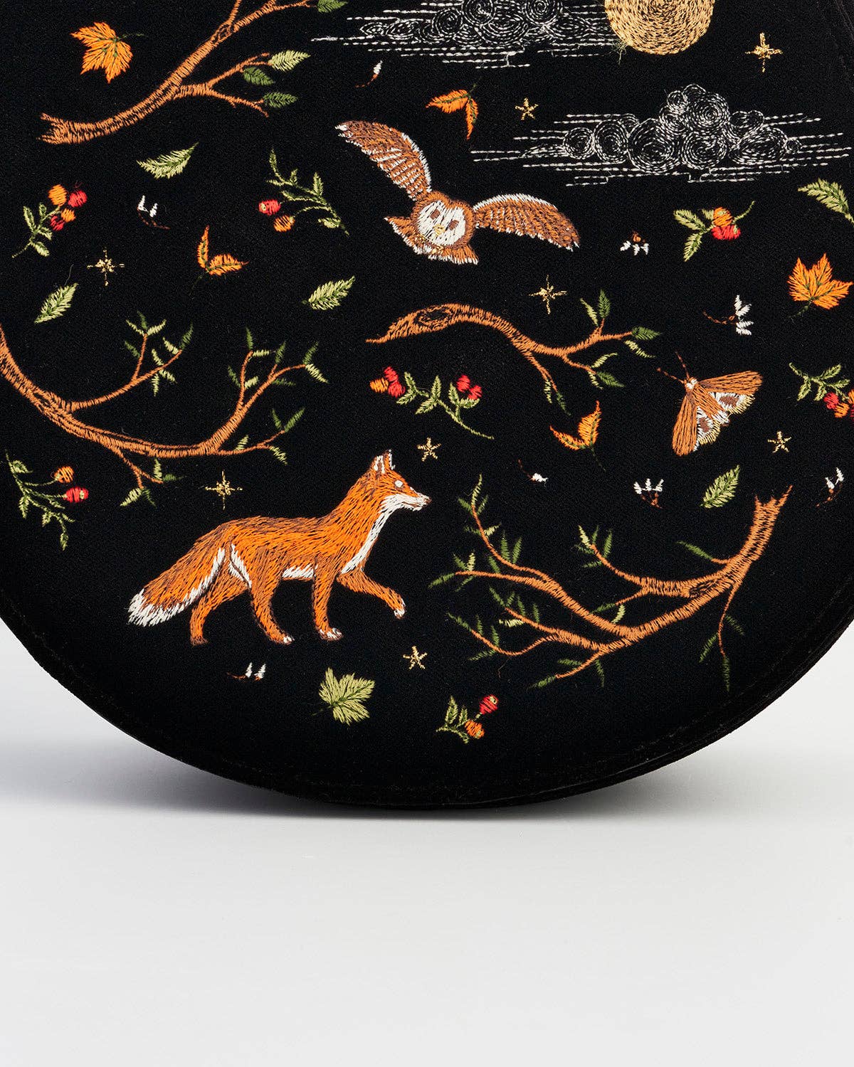 FABLE Fox & Owl Black Saddle Purse