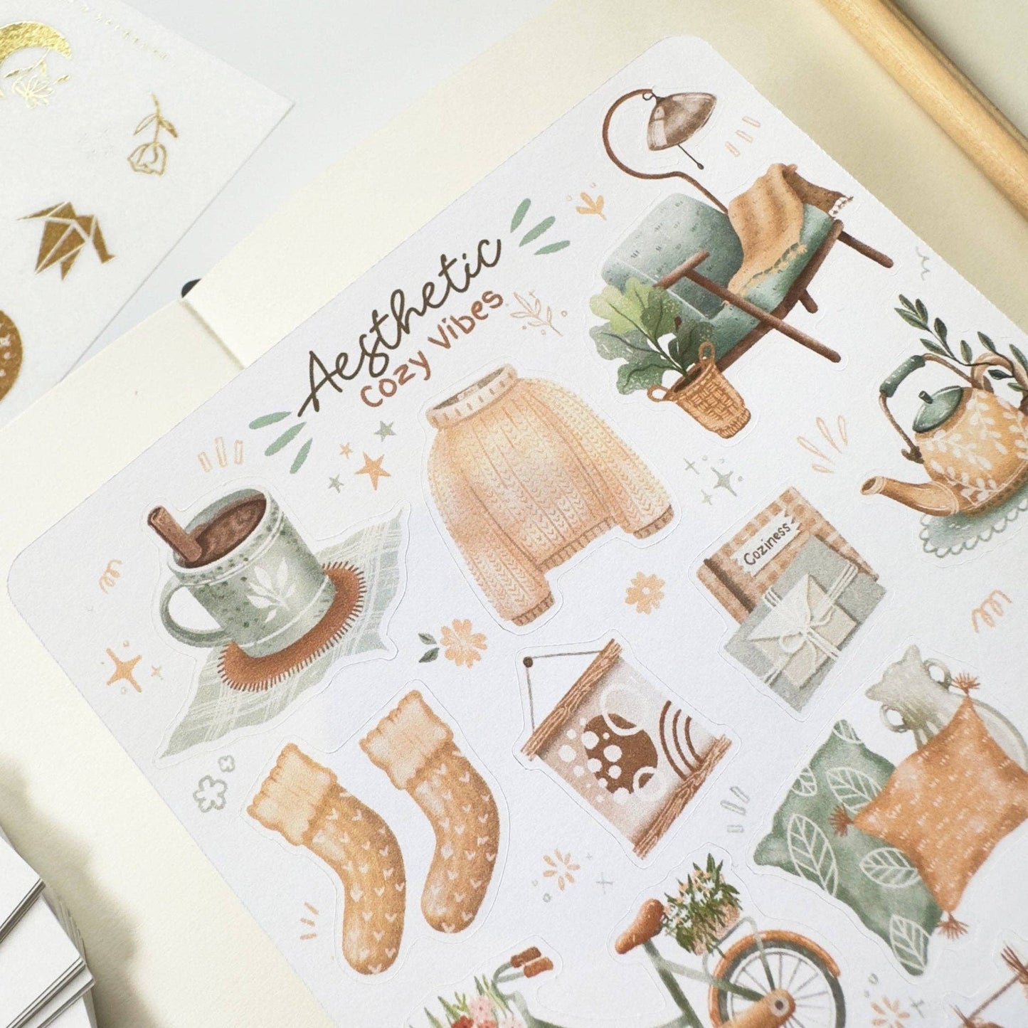 Sticker Sheet - Aesthetic Cozy Vibes: Semi-Transparent - Tea & Fables